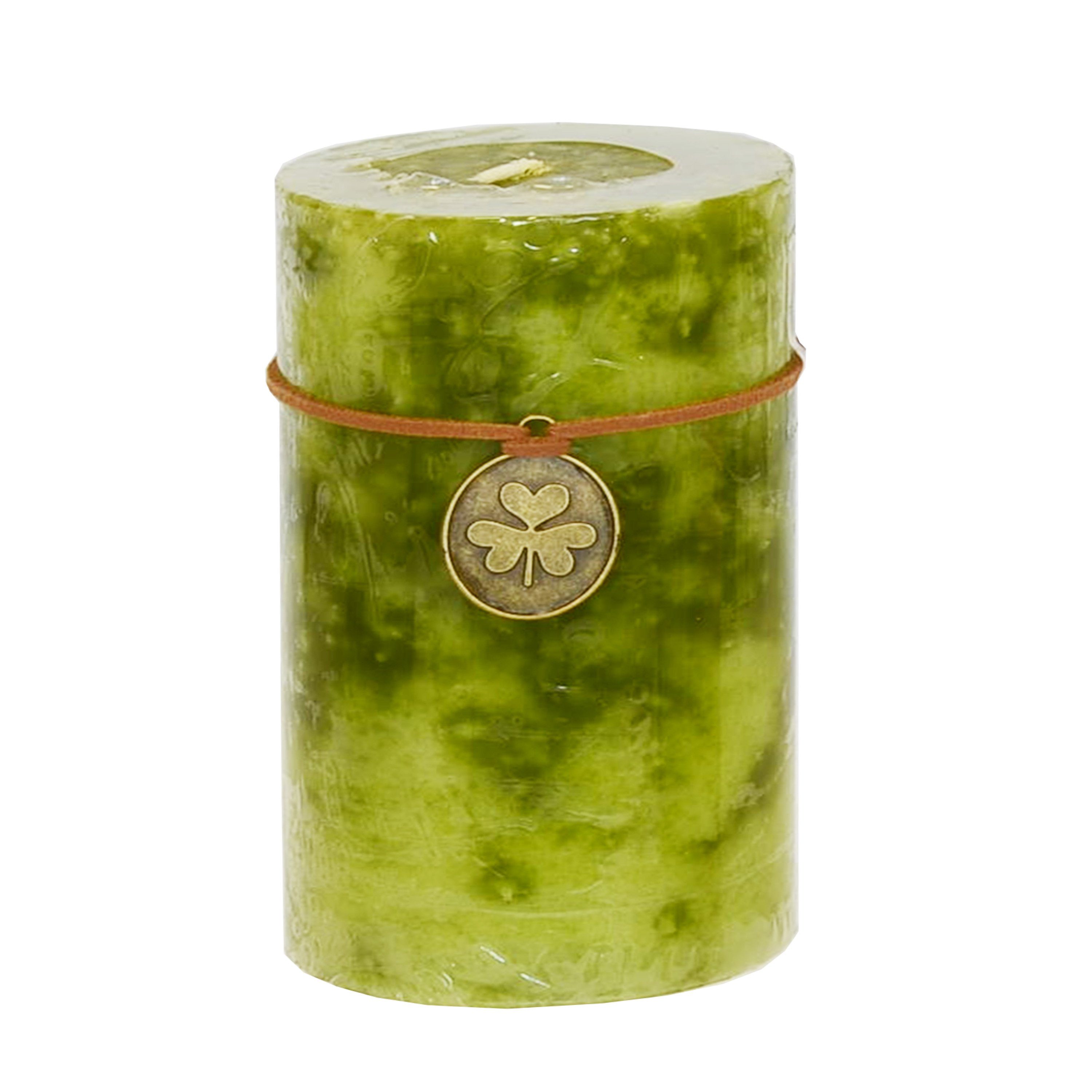 B&S Stumpenkerze Trendkerze durchgefärbt marmoriert olive günstig online kaufen