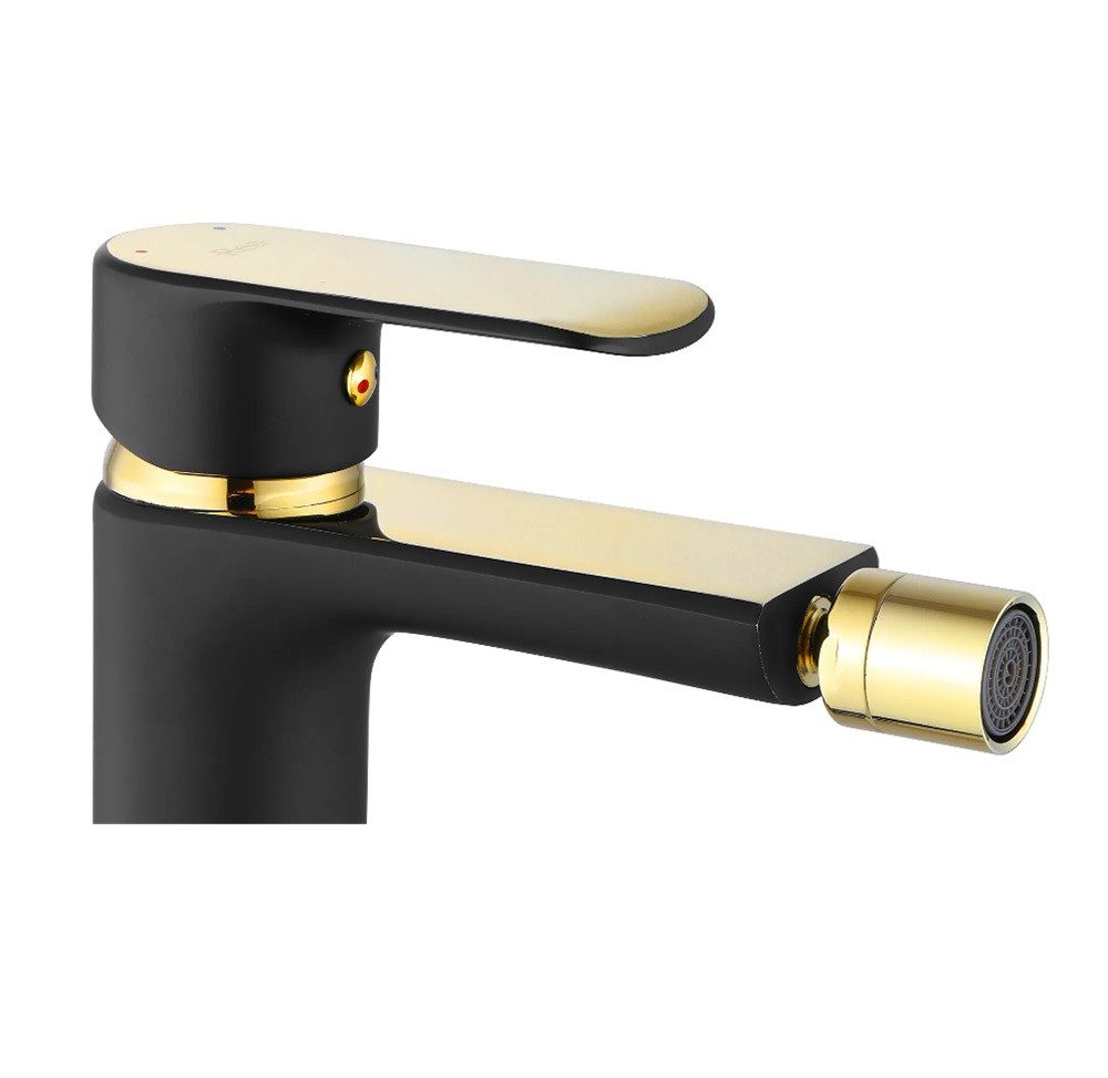 Thumbnail - wohnwerk.idee Bidetarmatur Bidet-Wasserhahn Intimdusche Bloom Weiß Gold Schwarz Chrom