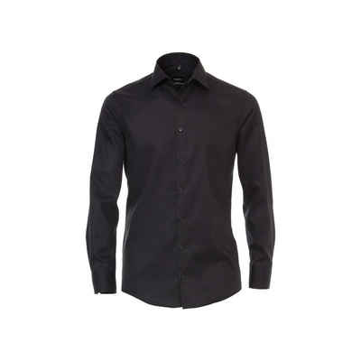 VENTI Langarmhemd schwarz regular fit (1-tlg)