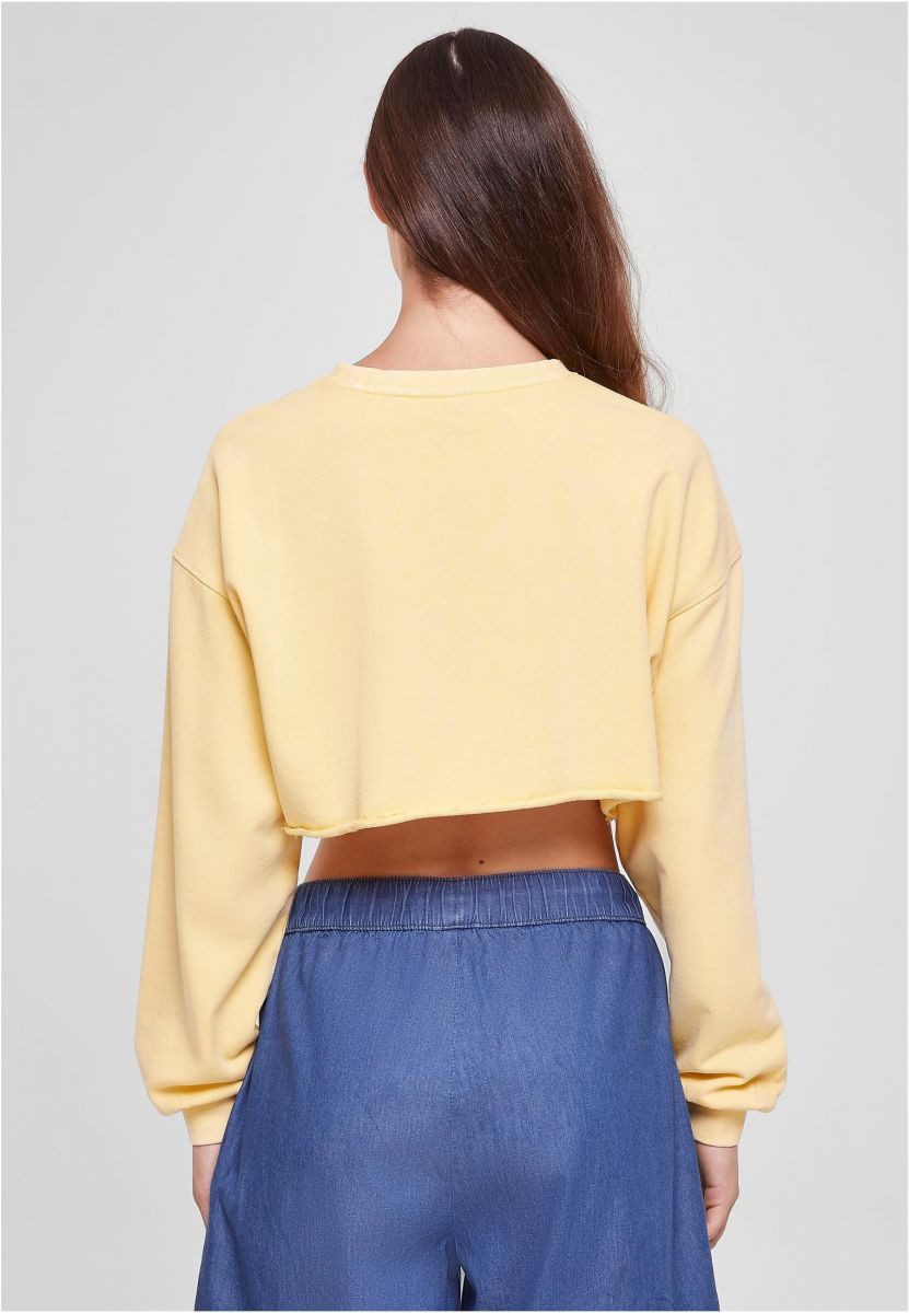 URBAN CLASSICS Sweatshirt Ladies Cropped Flower Embroidery Terry Crewneck