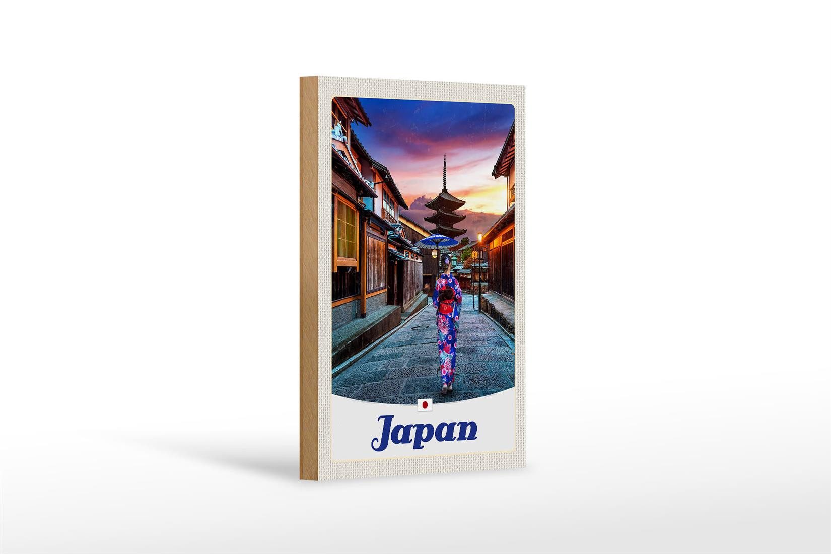 Femer GmbH Holzbild Reise 12x18 cm Japan Asien Japanerin Tradition, (1 St), Glatte Holzfaserplatte (MDF), vorn beschichtet