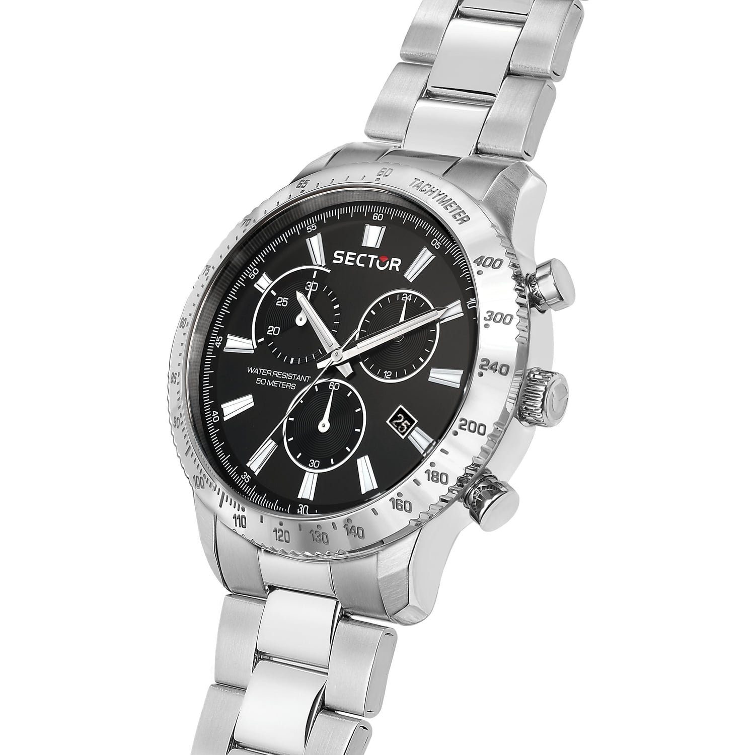 Sector Chronograph Sector silber, Edelstahlarmband Herren Armbanduhr Chrono, 43mm), Armbanduhr rund, Fashion (ca. Herren