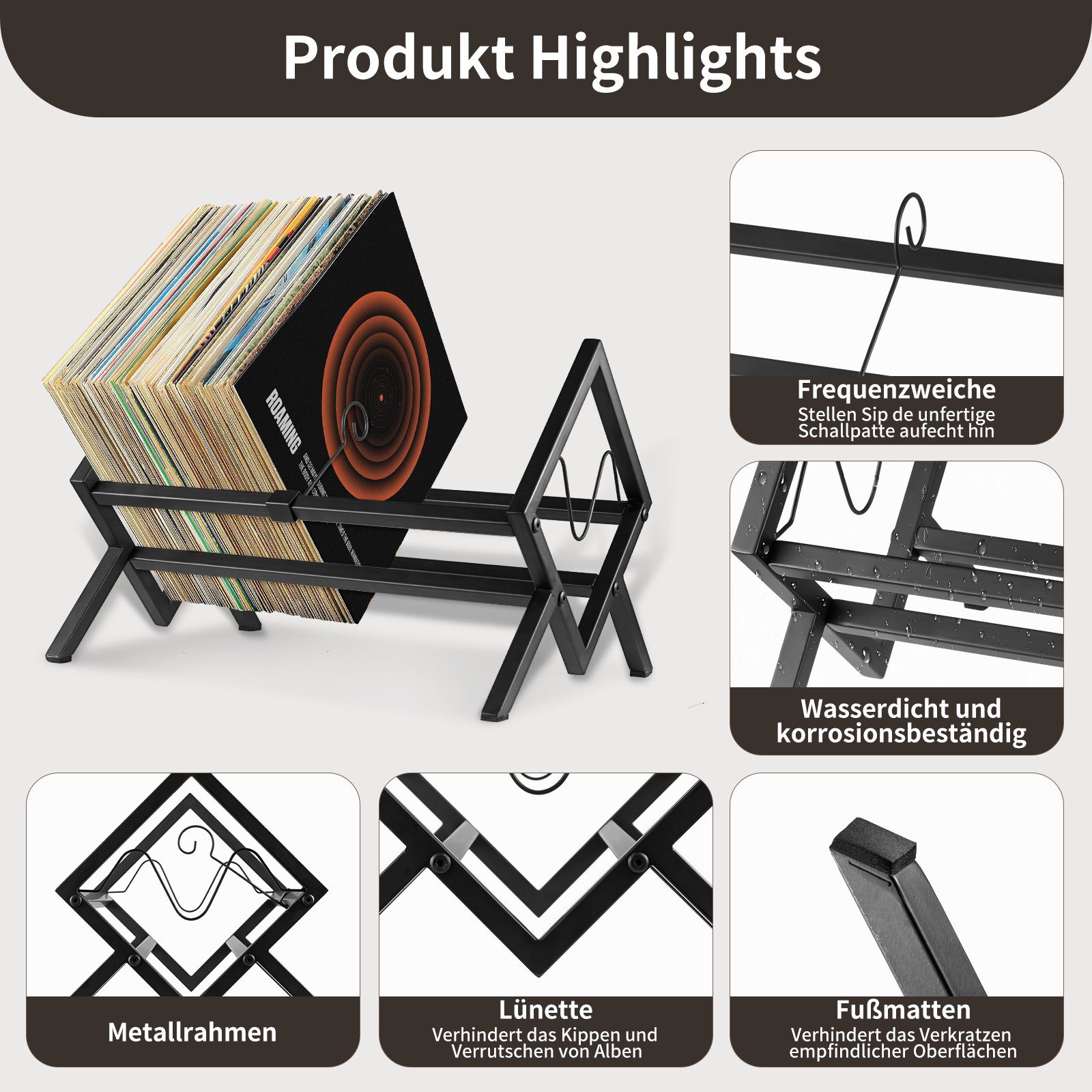 Youyijia Plattenständer Schallplatten Aufbewahrung LP Schallplatten Regal Plattenständer – Bild 3 von 5