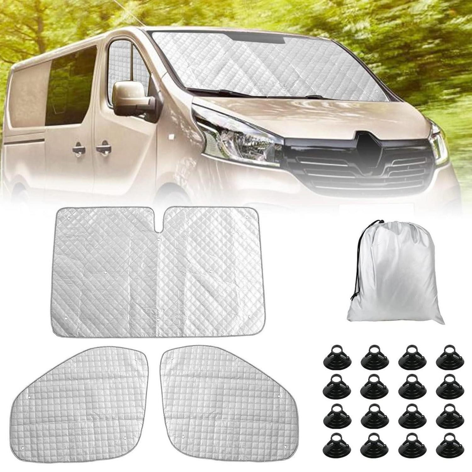 LuxusKollektion Frontscheibenabdeckung Thermomatte Fahrerhaus 3teilig Sonnenschutz 3PCS Opel Vivaro 2001-2014