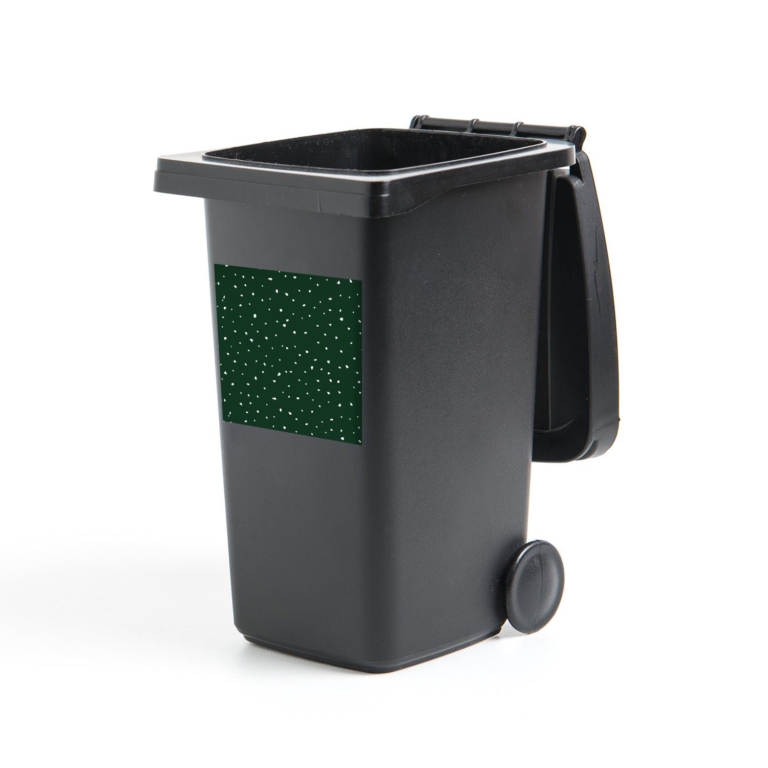 MuchoWow Wandsticker Grün - - (1 Design Sticker, Mülltonne, Container, Abfalbehälter Mülleimer-aufkleber, St), Punkte