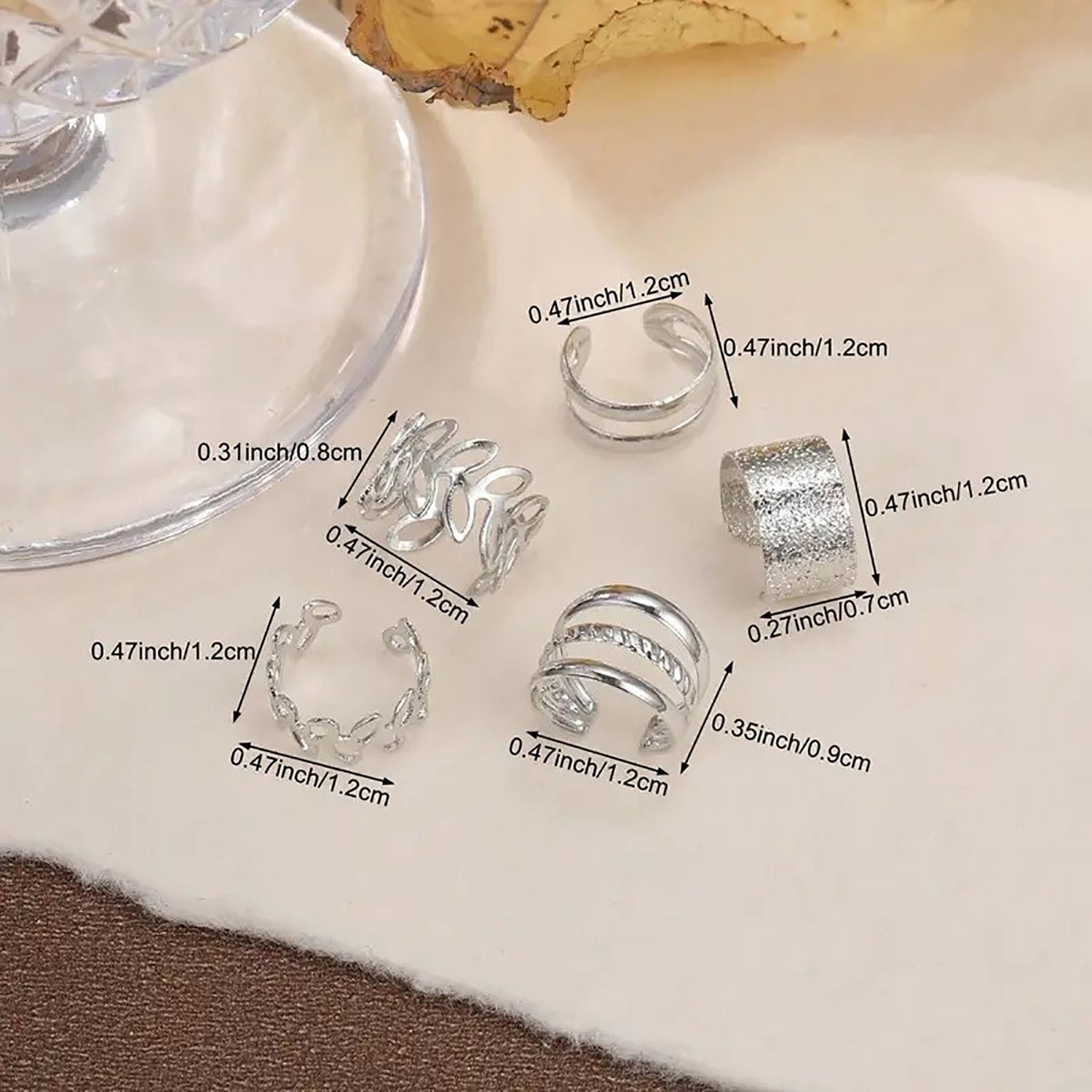 Ohrclip-Set Set mit Stil1-5tlg-Silber Daisred Ear Piercing Cuff Geschenkebox Nicht Ohrclips Paar