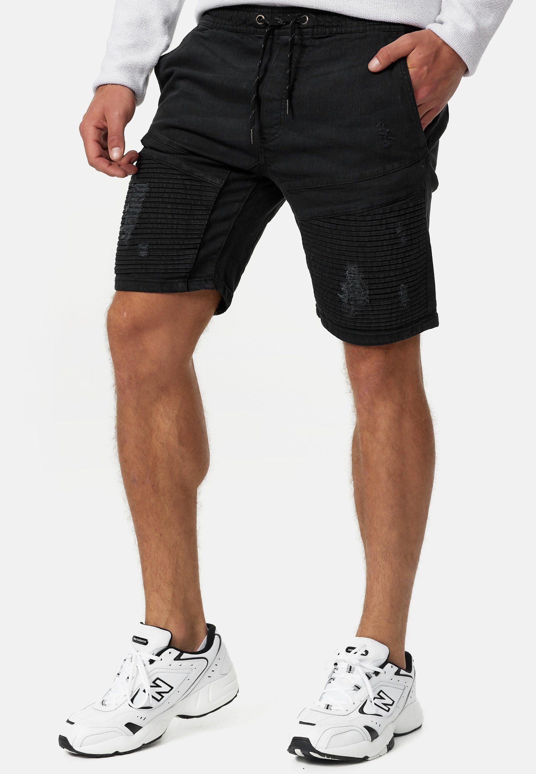 Indicode Jeansshorts Herren Ernest Jeans Shorts Herrenshorts aus elastischer Baumwoll-Qualität