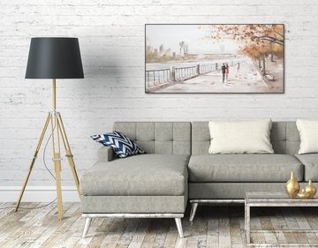 KUNSTLOFT Gemälde Autumn Walk 120x60 cm, Leinwandbild 100% HANDGEMALT Wandbild Wohnzimmer