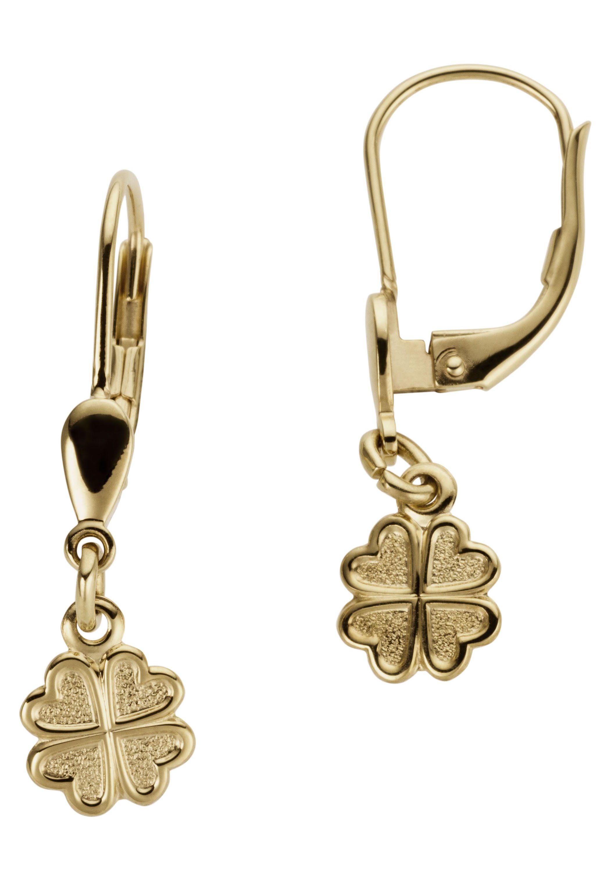 Paar Ohrhänger Schmuck Geschenk Gold 333 Ohrschmuck Patentbrisur Kleeblätter