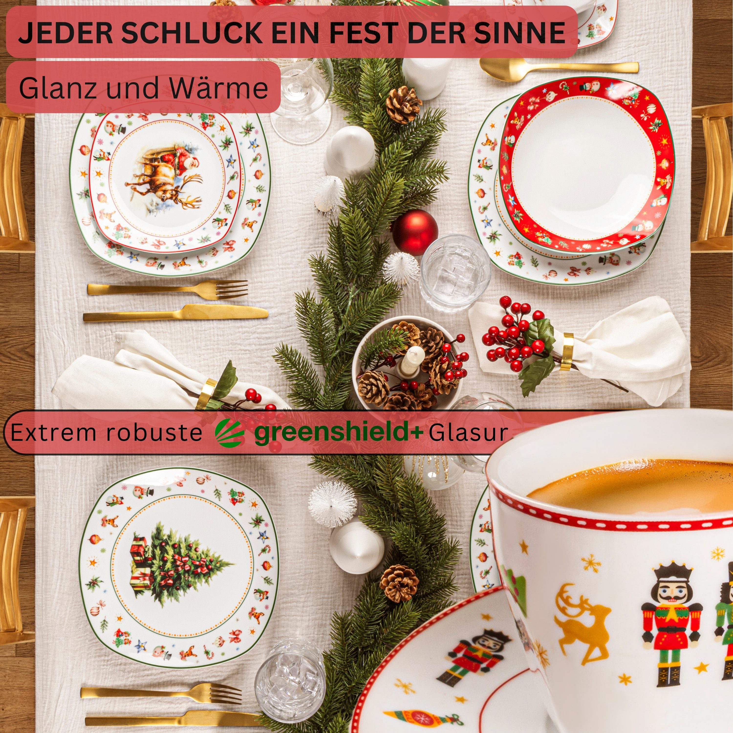 SÄNGER Tasse Bilgola, 12-tlg., Porzellan, Nussknacker, 12 tlg. Kaffeetassen Set, Erweiterbar, PREMIUM COLLECTION