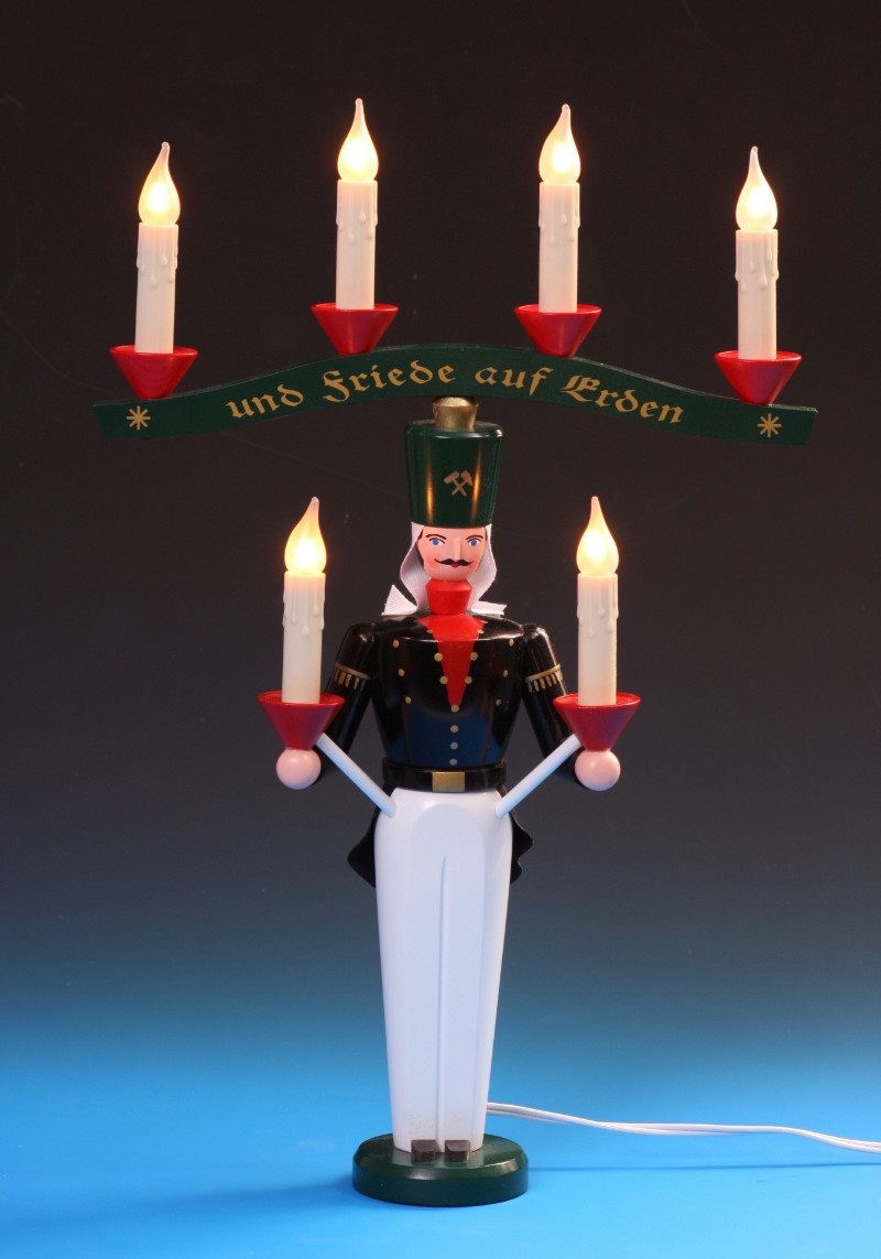 Emil A. Schalling KG Weihnachtsfigur Emil Schalling Bergmann mit Lichterbogen, elektrisch (1 St), Handarbeit aus dem Erzgebirge