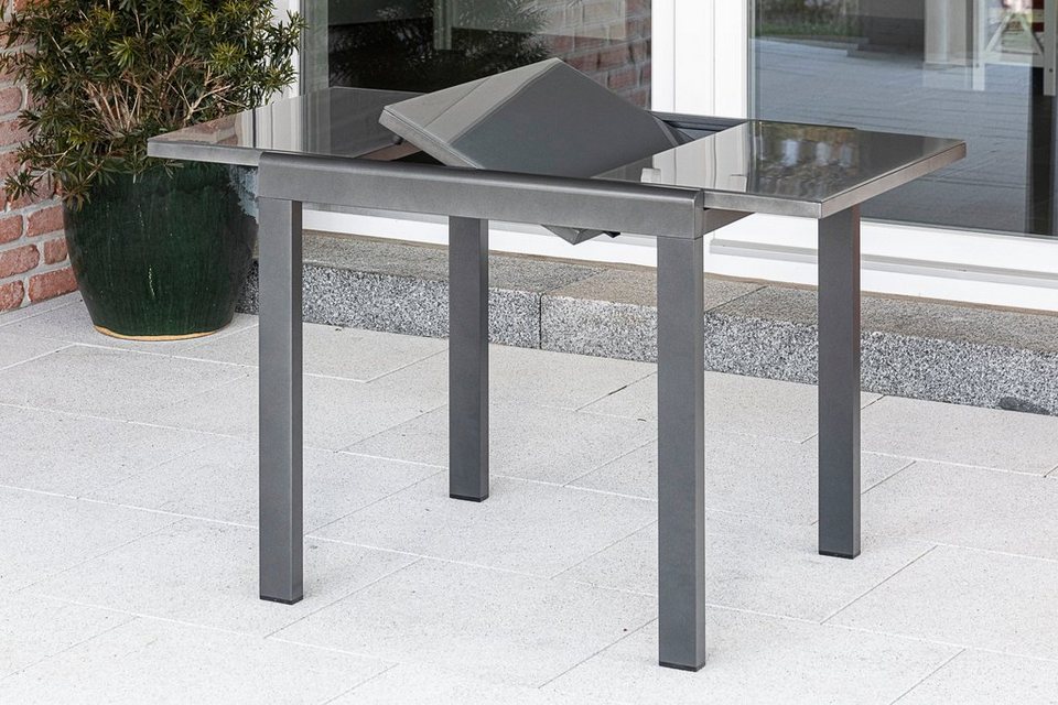 MERXX Gartentisch, 70x120 cm, Graphitfarbenes Untergestell aus hochwertigem  Aluminium