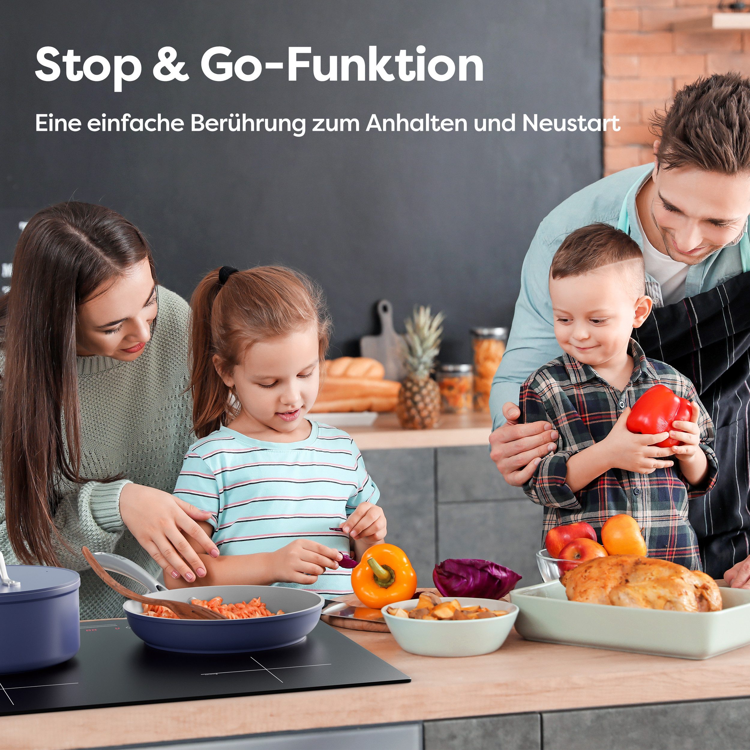 CIARRA Induktions-Kochfeld 60 cm Induktionskochfeld 9 Stufen mit 99 Min Timer & BOOST Touch Control CBBIH4B, 4-Zonen Einbau Kochfelder Induktionsherd mit 99 Min – Bild 4 von 5