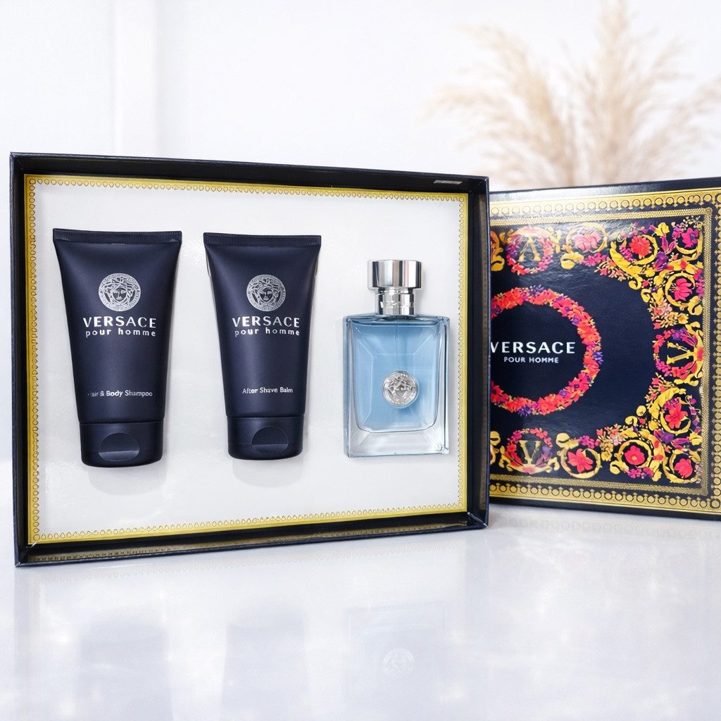 Versace Eau de Toilette Pour Homme Geschenkset 50ml EDT + After Shave + Duschgel NEU OVP