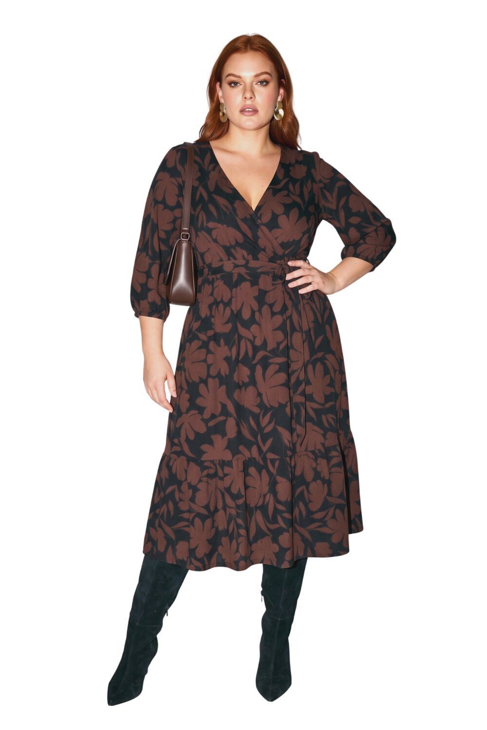 Shape of You Midikleid Plus Size Wickelausschnitt Midi-Kleid