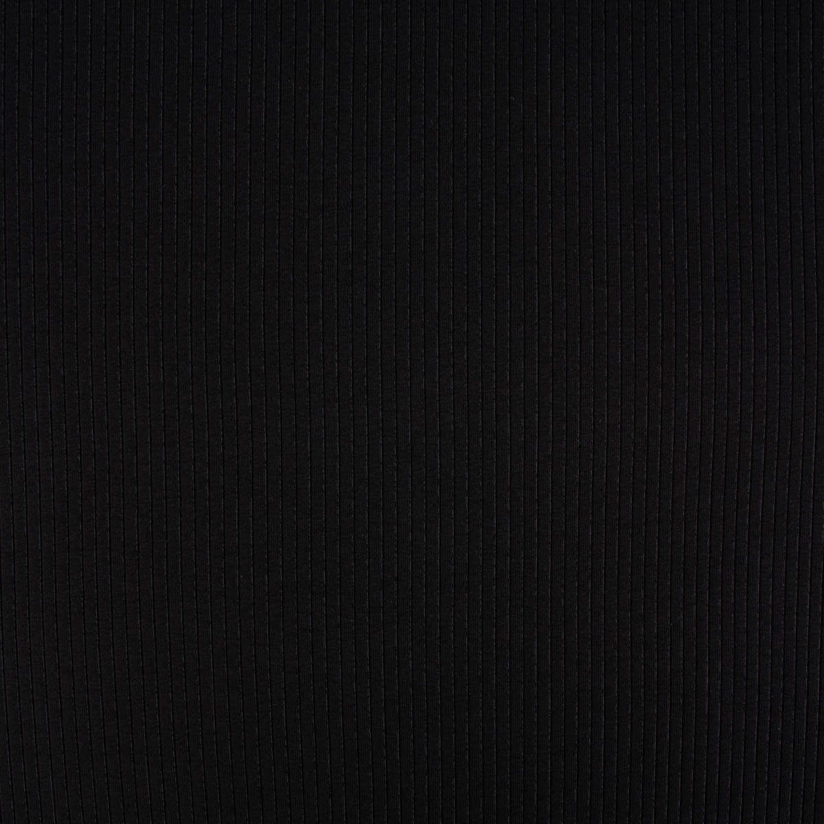 Thumbnail - SCHÖNER LEBEN. Stoff Feinstrick Jersey Mandy gerippt einfarbig schwarz 1,40m Breite, allergikergeeignet