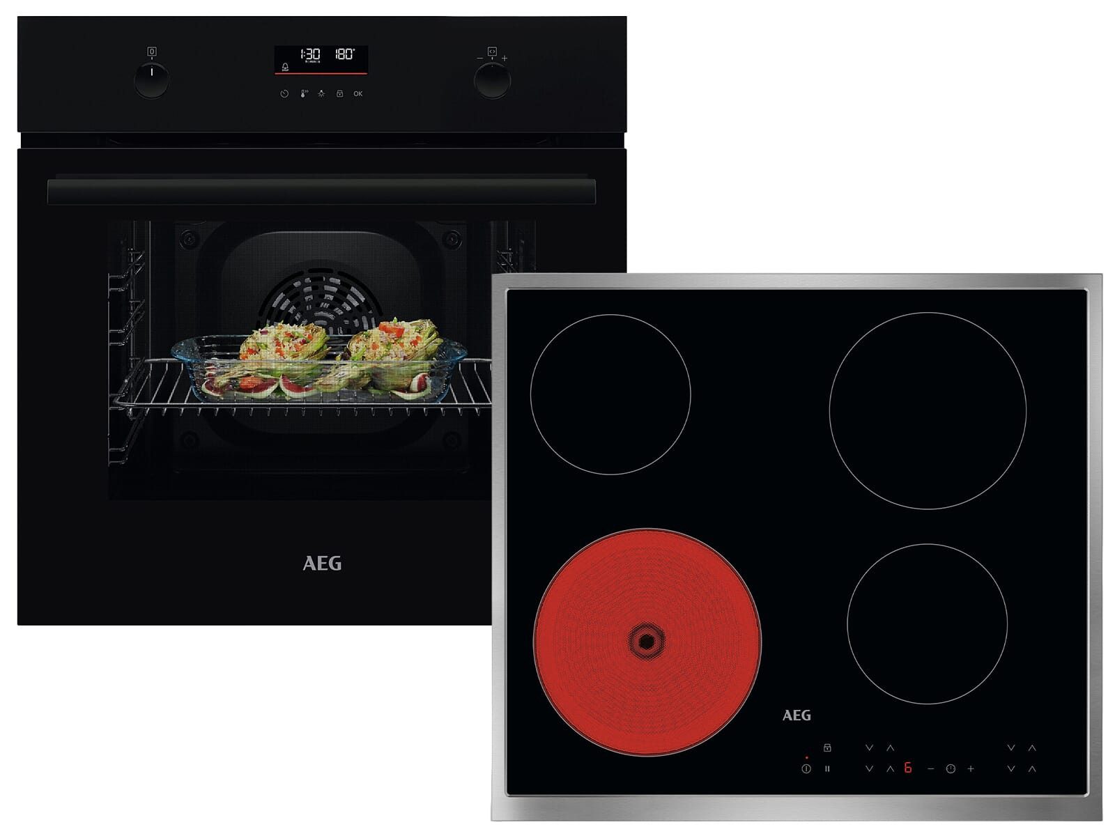 AEG Backofen-Set BPK53516XB 944 068 462, mit kein Auszug vorhanden, Pyrolyse-Selbstreinigung, Timer, TouchControl-Bedienung