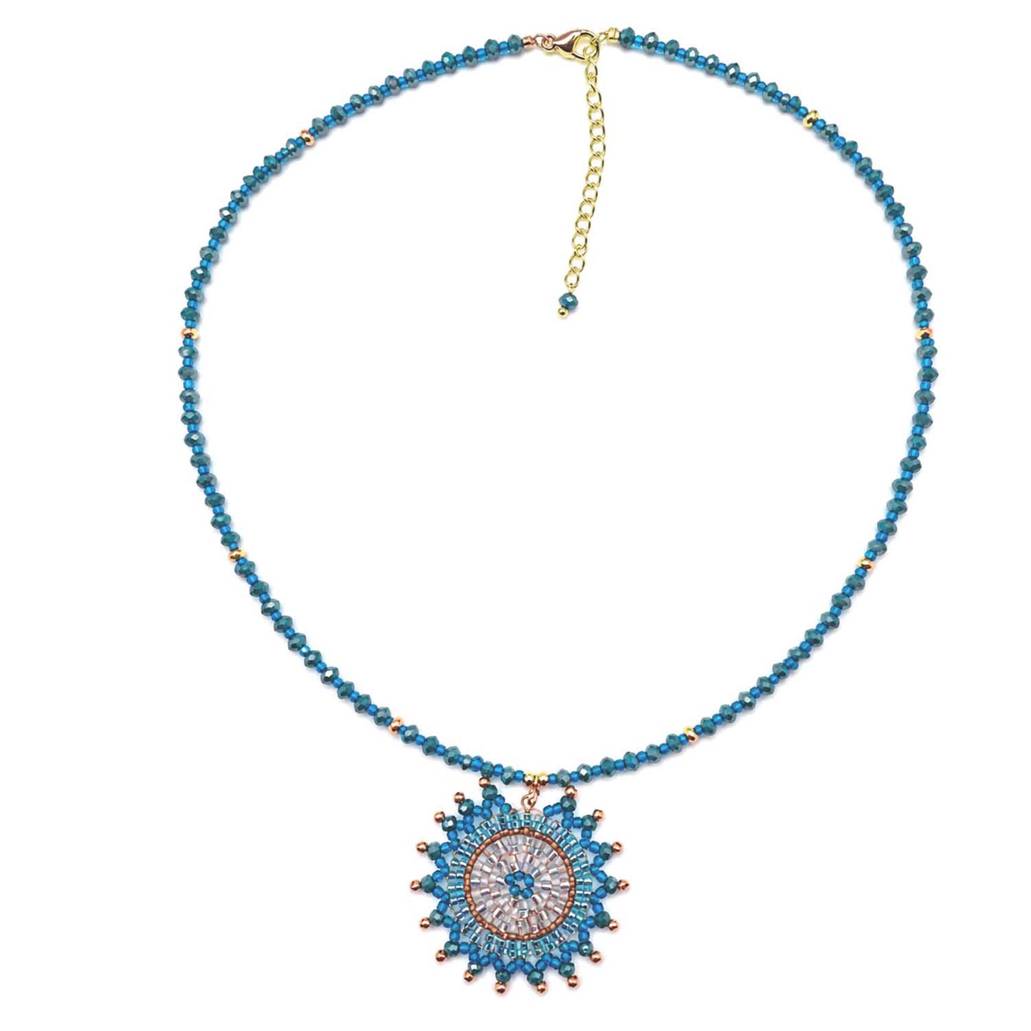 Impala Kette mit Anhänger Kette Jutil mit handgefertigtem Perlenanhänger – Glasperlen, 42 + 5 cm, handgefertigte Halskette
