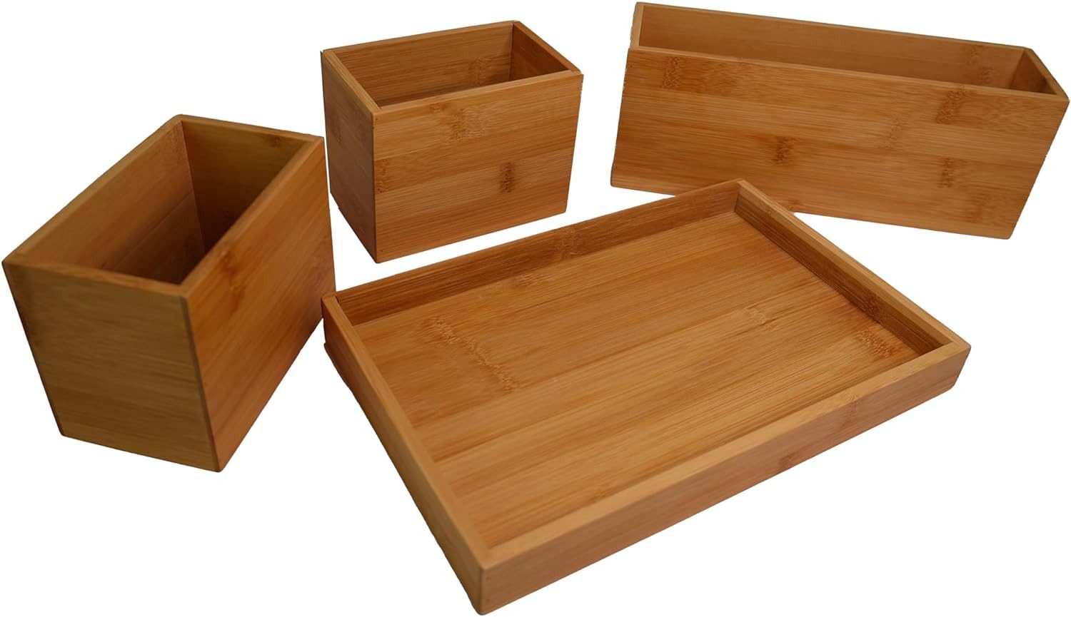 hausleben Organizer Schreibtisch aus Bambus – Schreibtischablage für Home Office & Büro, 5 Fächer Stiftehalter & Büro Organizer,(16 x 15 x 11 cm) – Bild 4 von 5