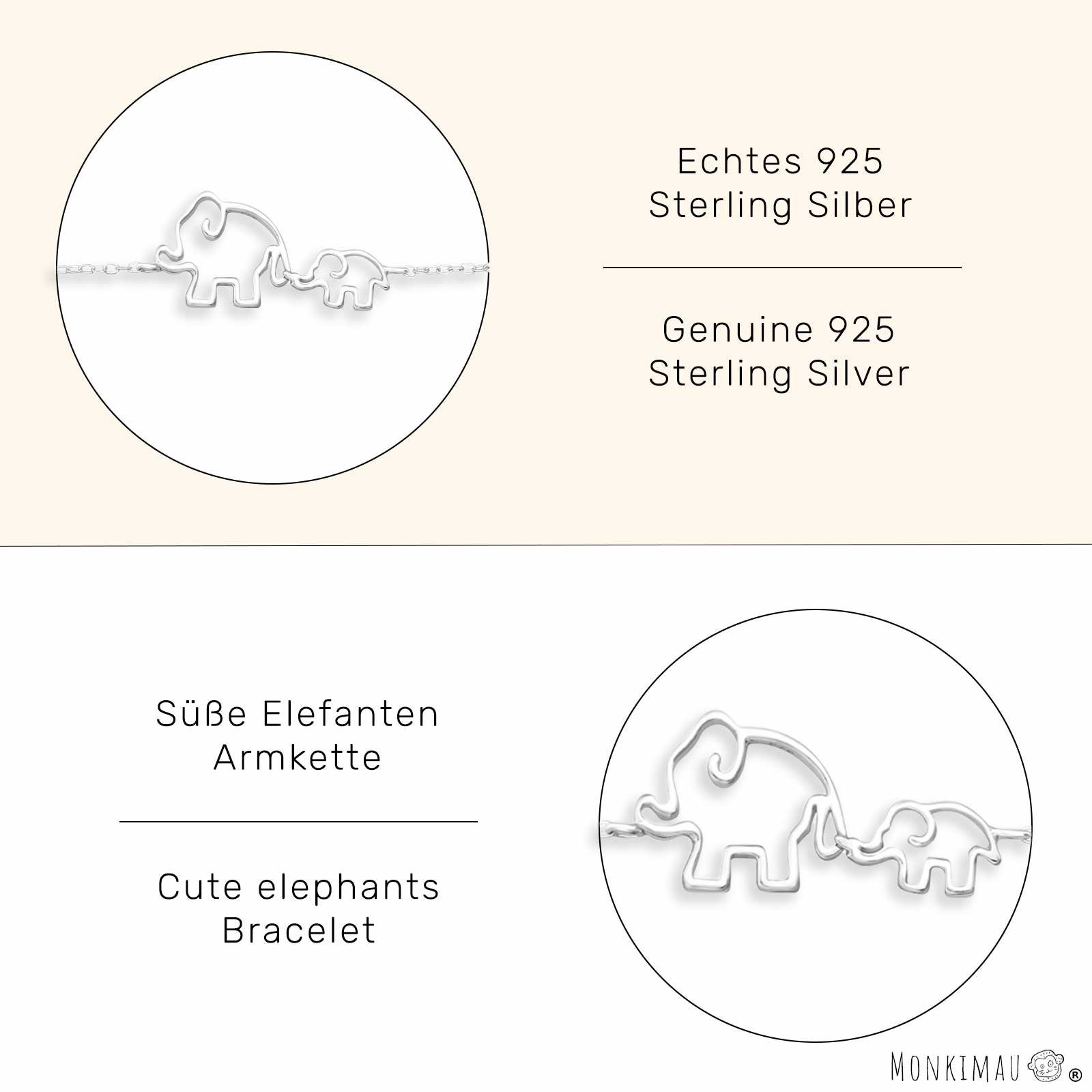 Monkimau Armkette Elefanten Armband Damen Silber Schmuck (Packung)