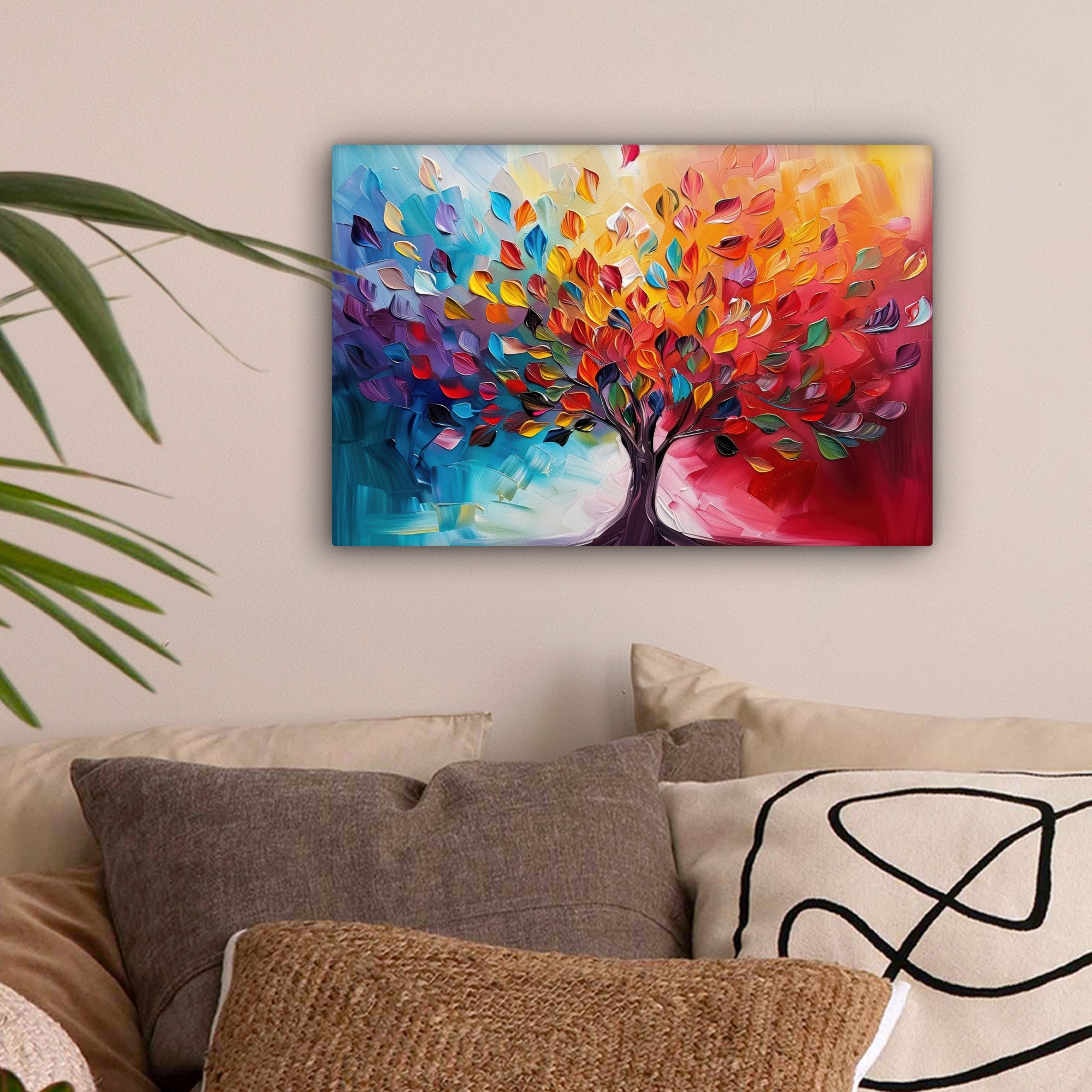 OneMillionCanvasses® Leinwandbild Baum - Lebensbaum - Bunt - Abstrakt, Foto günstig online kaufen