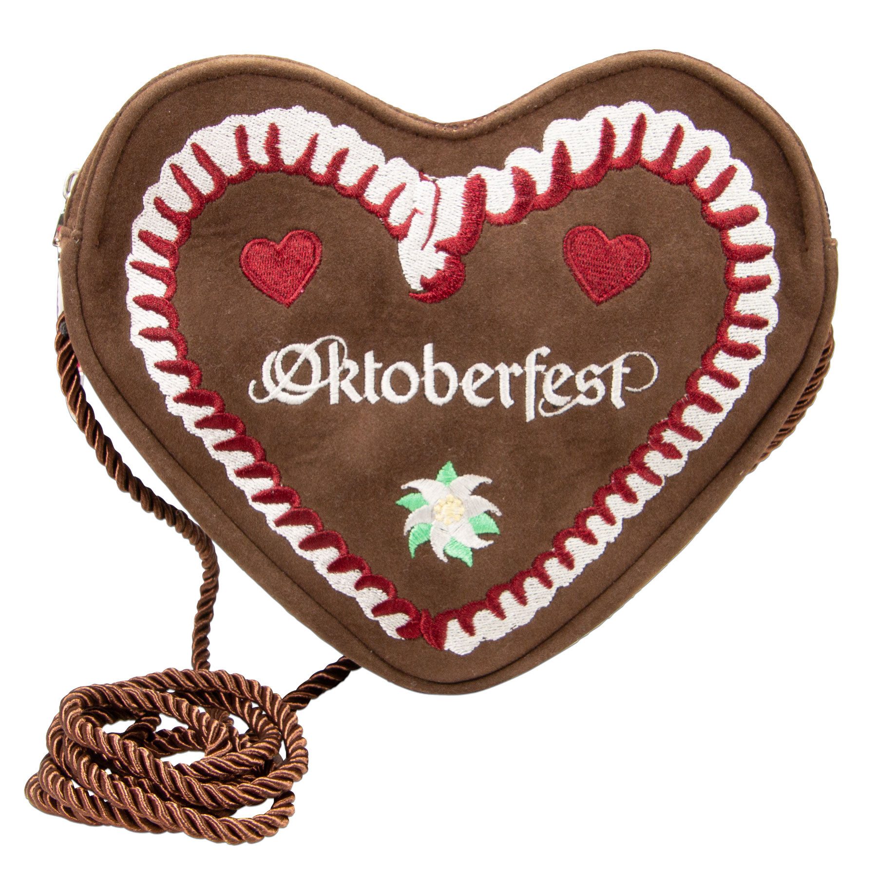 Alpenflüstern Herztasche Oktoberfest – Dirndltasche In Braun Mit Lebkuchenherz-Motiv