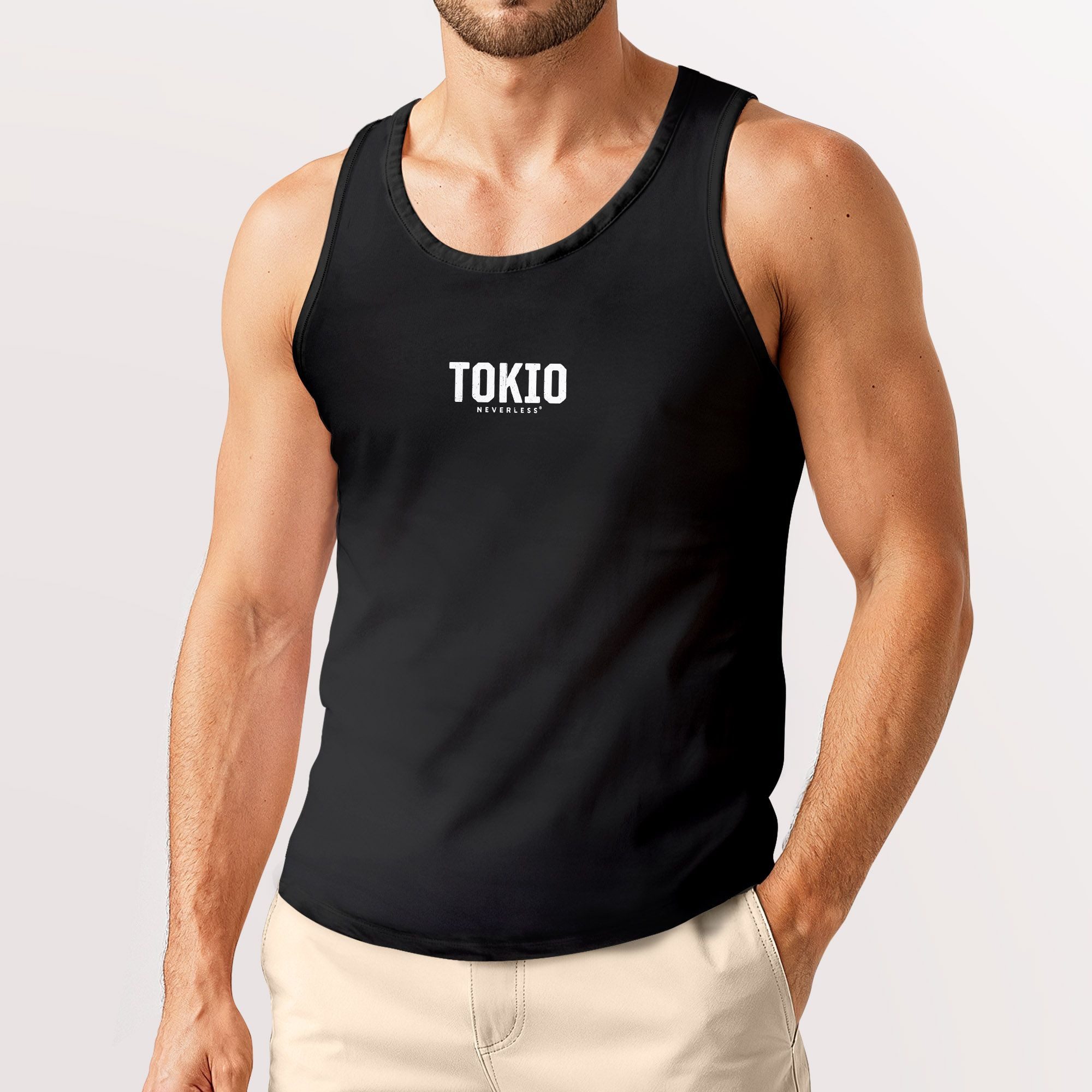 Neverless Tanktop Herren Tanktop Backprint Tokio – Muskelshirt mit Japan Design – mit Print