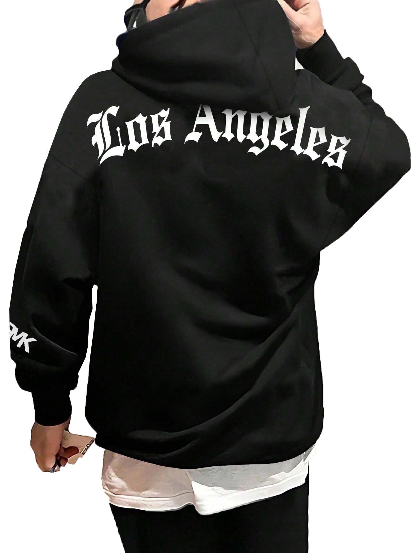 RMK Kapuzenpullover Herren Hoodie Pullover Langarmshirt Oversize Los Angeles mit Kapuze