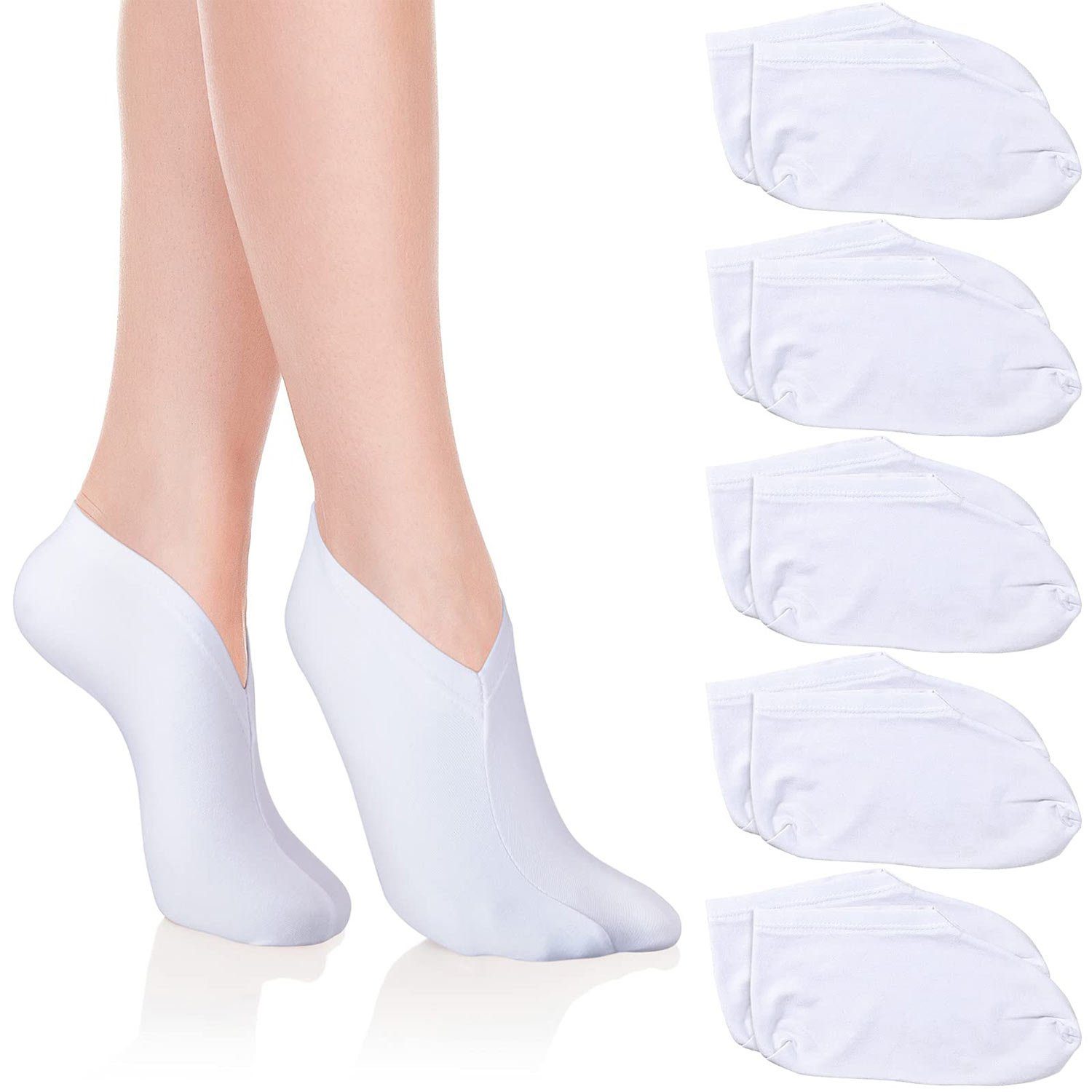 Daisred Baumwollhandschuhe Handmaske Feuchtigkeitsspendend Socken Spa 5 Paare Weiße Socken
