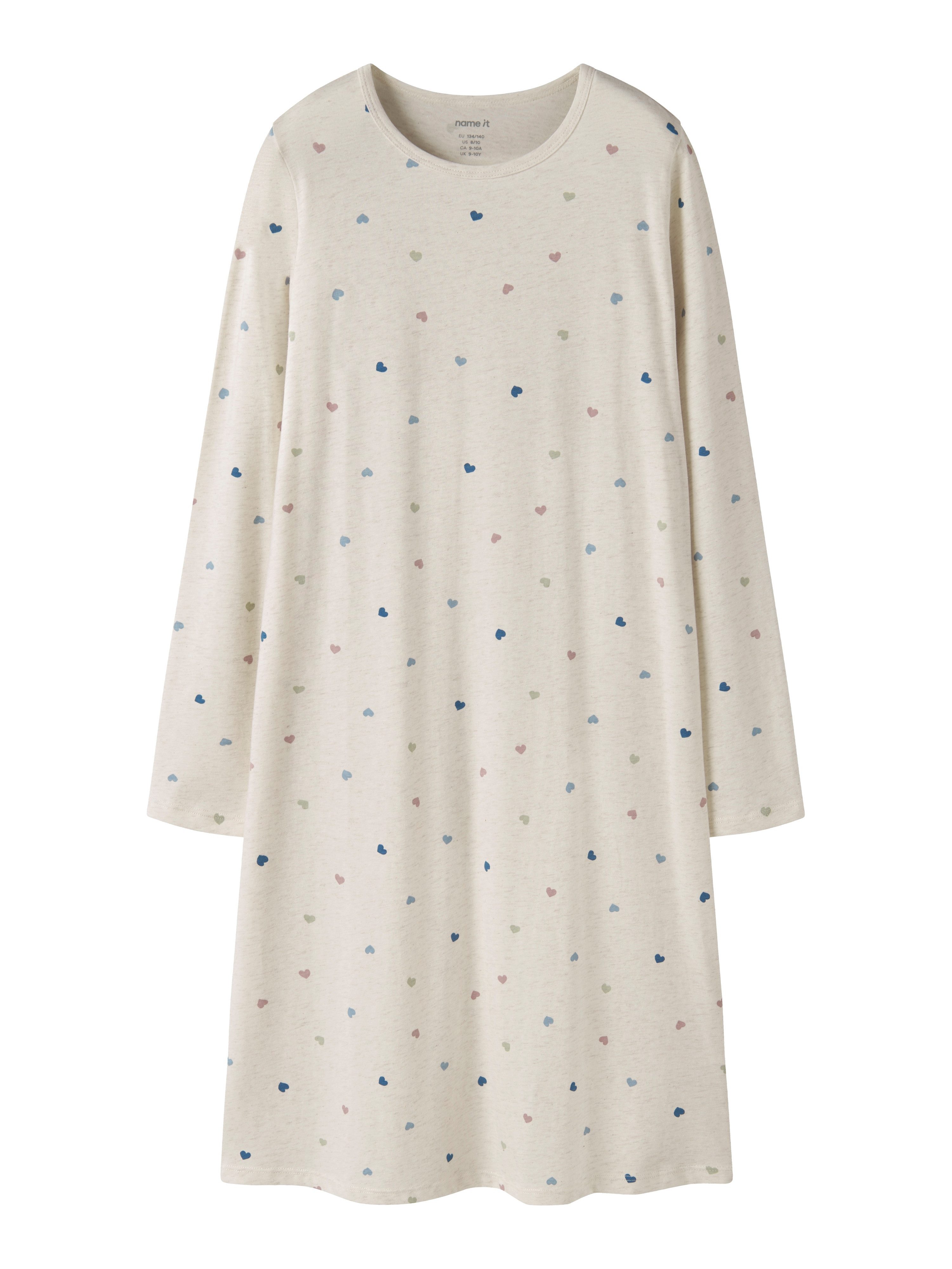 Name It Nachthemd NKFNIGHTGOWN HEARTS NOOS aus Baumwollmischung, A-Linien-Passform, elastisches Jersey-Material