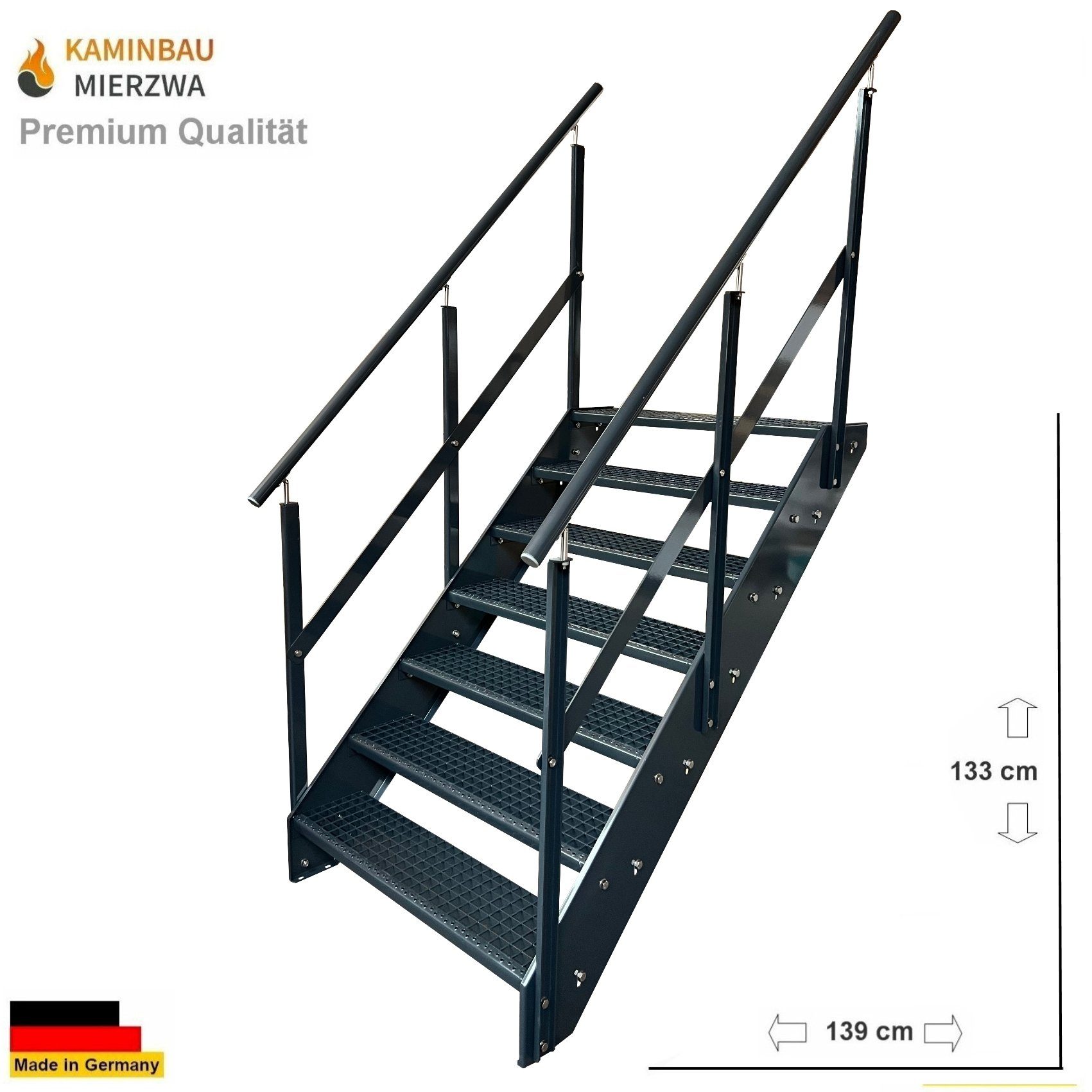 Kaminbau Mierzwa Außentreppe Premium Treppe Anthrazit günstig online kaufen