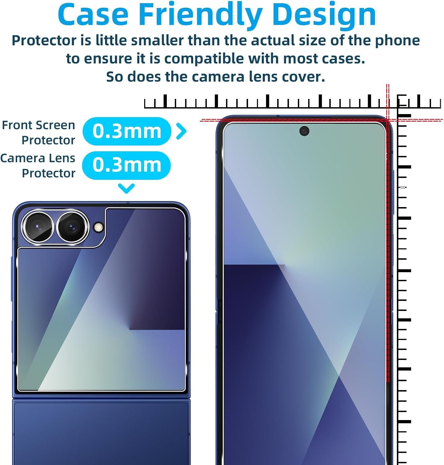 MSM Displayschutzglas 6in1 Schutzglas (Display + Kamera) für Samsung Galaxy Z Flip 7 5G – Bild 2 von 5