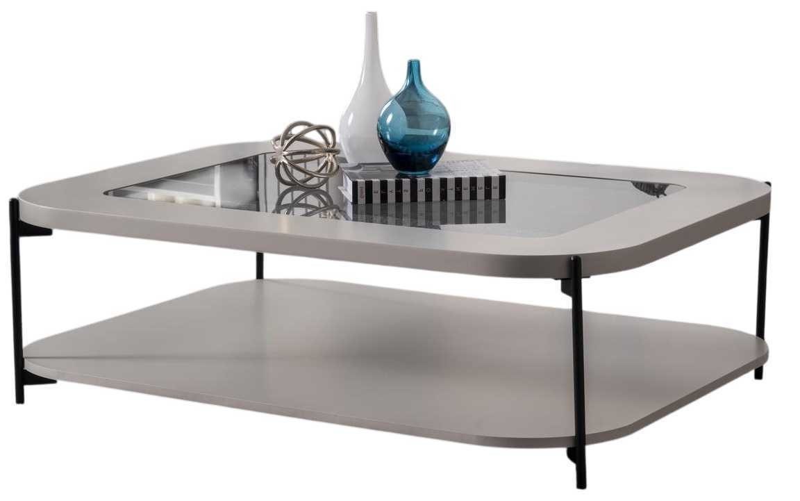Xlmoebel Couchtisch Eleganter grauer Kaffeetisch im modernen Rechteck-Design (Eleganter grauer Kaffeetisch im modernen Rechteck-Design), Made in Europa