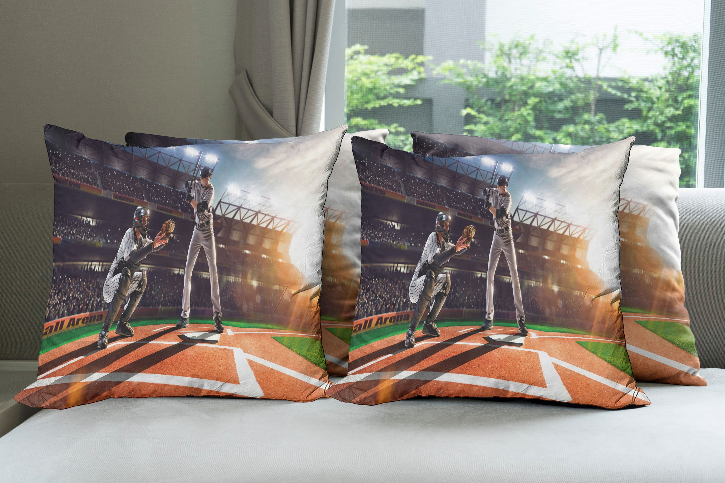 Stück), (4 Baseball-Spieler-Spiel Modern Zimmer Doppelseitiger Digitaldruck, Teen Accent Abakuhaus Kissenbezüge
