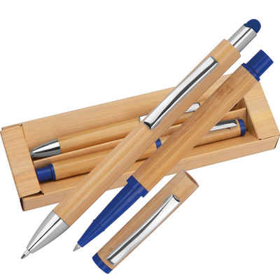 Livepac Office Kugelschreiber Schreibset aus Bambus / Kugelschreiber und Tintenroller / Farbe: blau