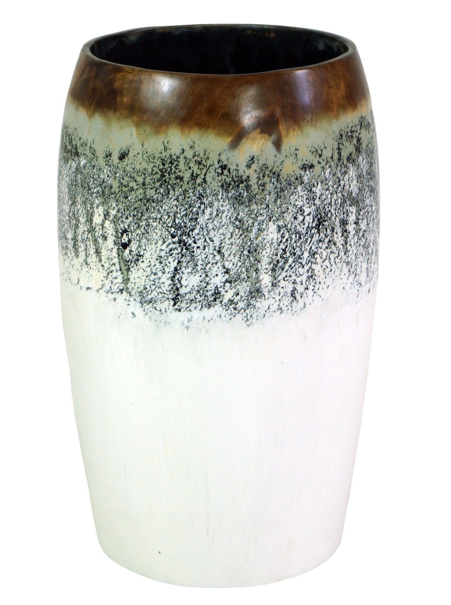 Guru-Shop Dekovase Vase, Übertopf, Pflanzgefäß aus Palmholz