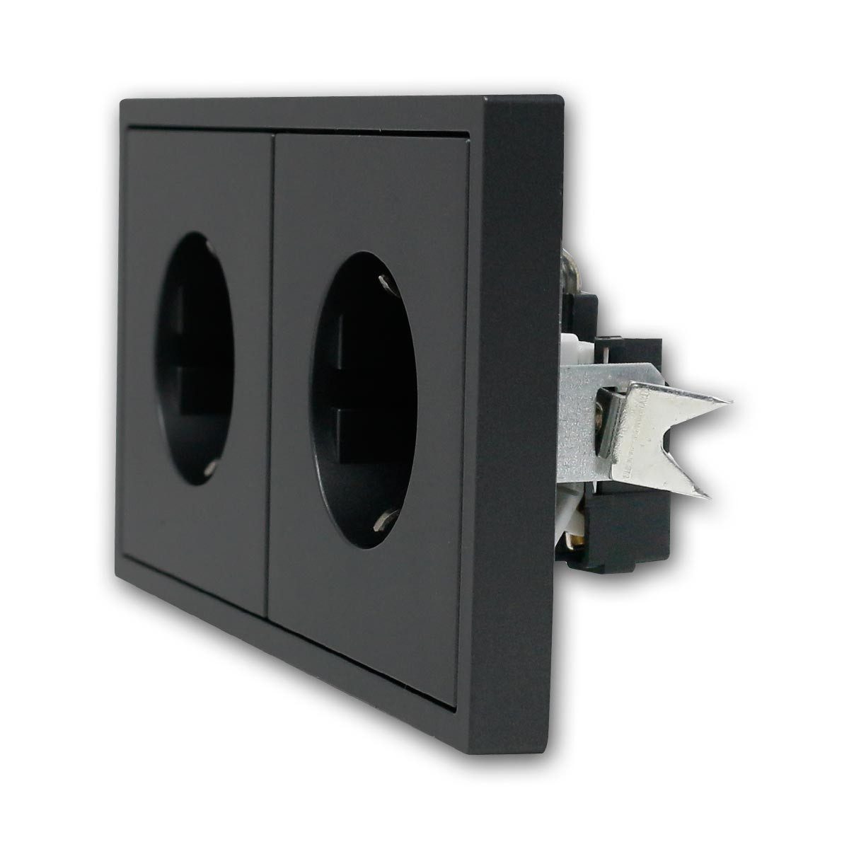 McPower Rahmen Steckdose 2-fach SHALLOW anth 250V~/16A mit Rahmen