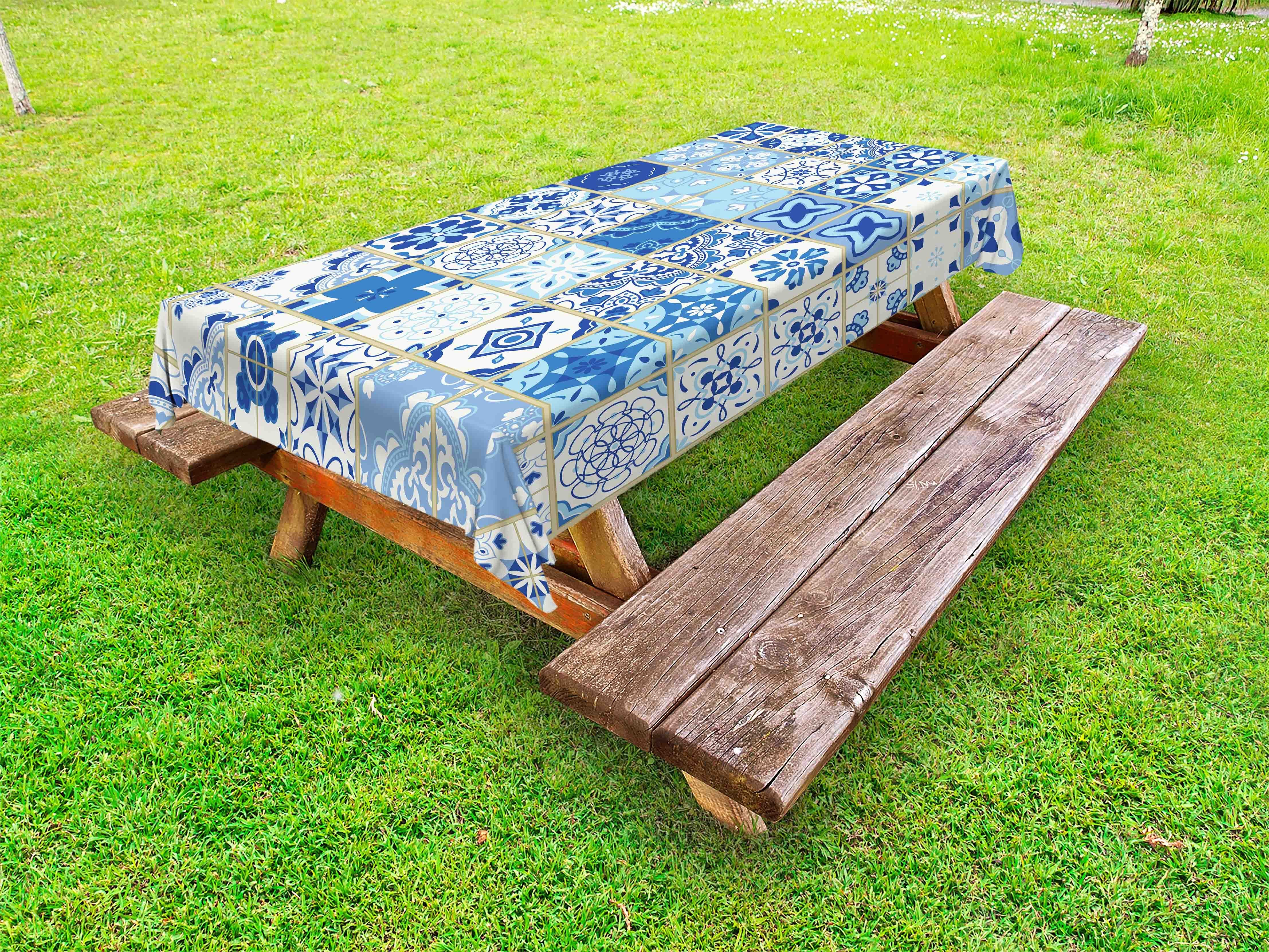 Abakuhaus Tischdecke dekorative waschbare Picknick-Tischdecke, Azulejos Porto Ceramic Art-Motiv