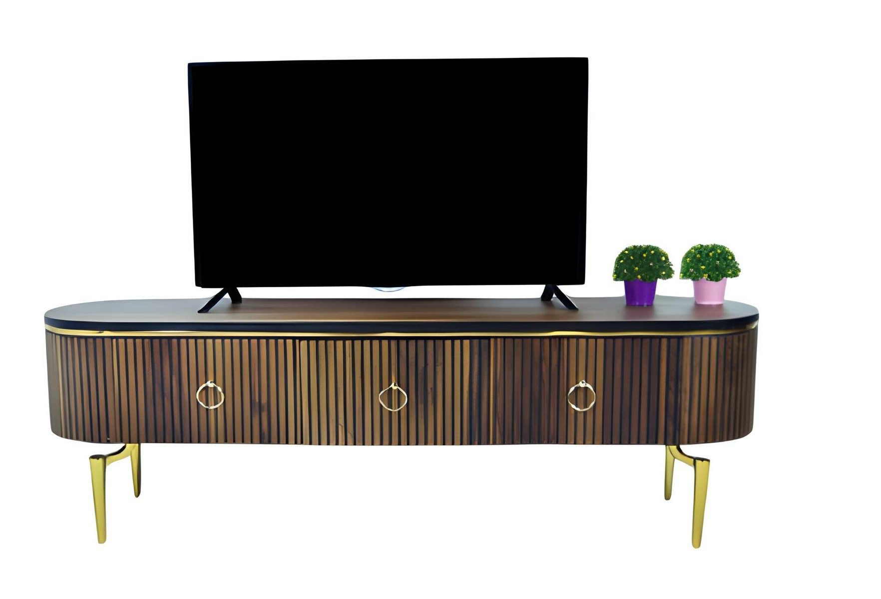 Xlmoebel Lowboard XLMOEBEL TV-Lowboard Oval aus Holz in dunklem Farbton (TV-Lowboard, 1 St., TV-Lowboard, ca. 170 x 43 x 50 cm), Made in Europa
