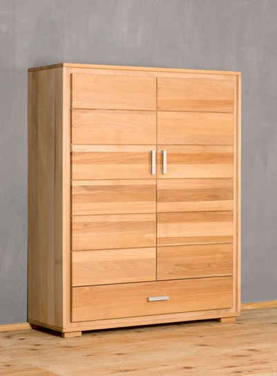 Trendmöbel24 Highboard Highboard Vertiko Genf 2-türig Kernbuche Massivholz geölt/gewachst