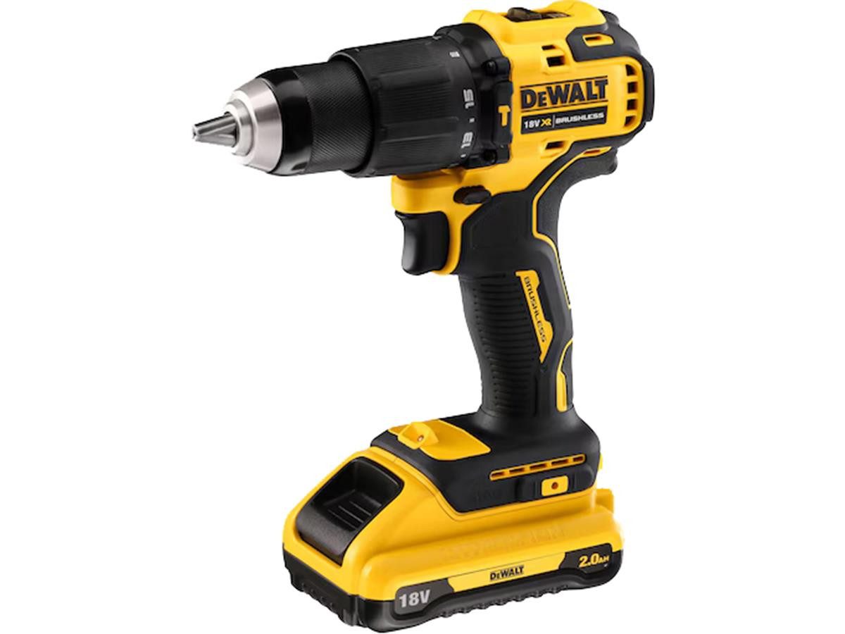 DeWalt Akku-Schlagbohrschrauber 18 V, 2 Ah, max. 1650 U/min, (Set), inkl. 2 Ah Akku-Starter-Set u. T STAK Box, 15-stufiges Drehmomentmodul
