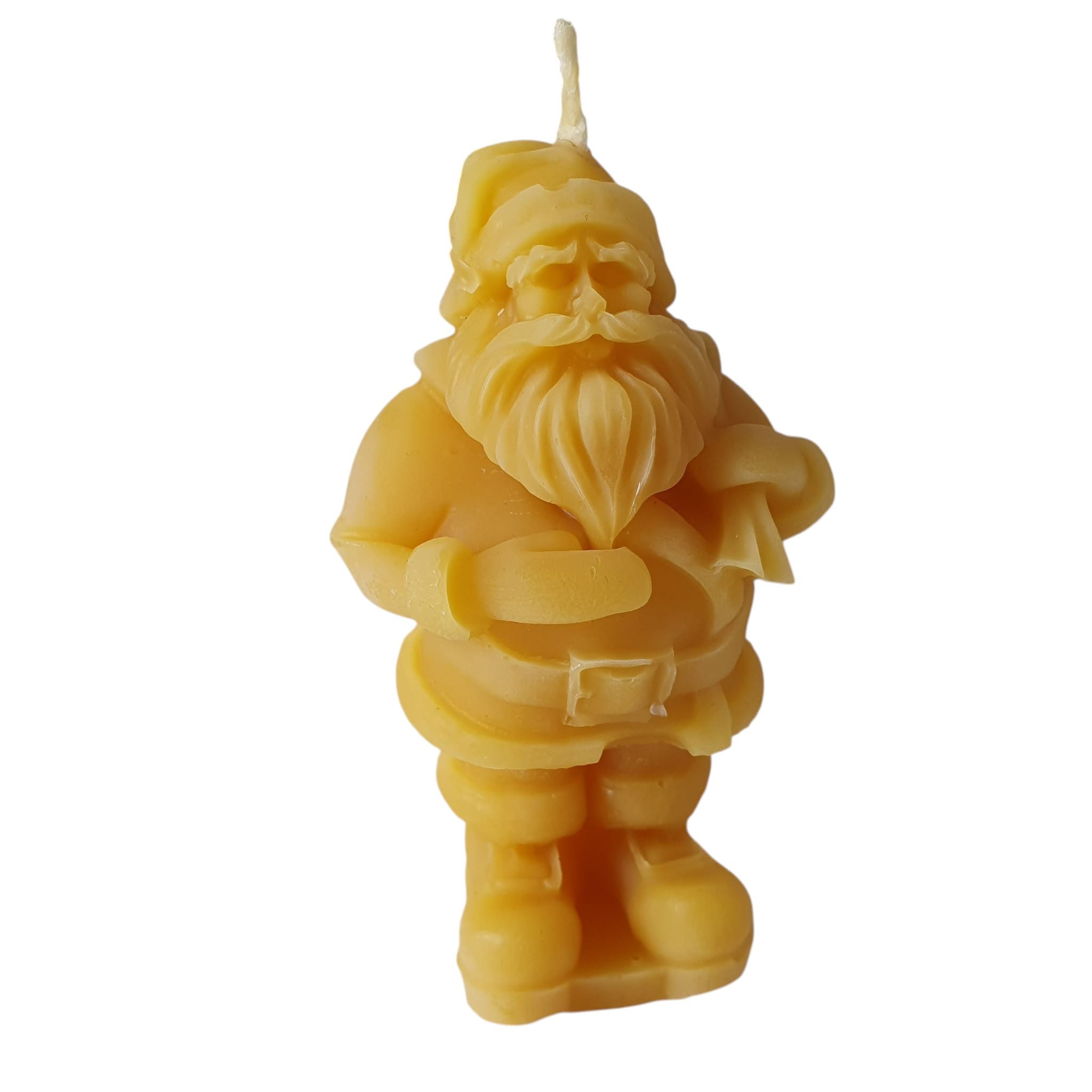 Aspinaworld Bienenwachskerze Weihnachtsmann Kerze mit Sack 9 cm – Kerze aus Bienenwachs