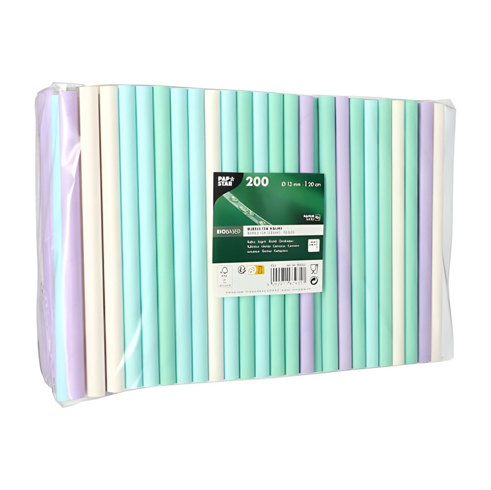 PAPSTAR Trinkhalme Bubble Tea Halme Papier Ø 12 mm, 20 cm farbig sortiert 200 Stk