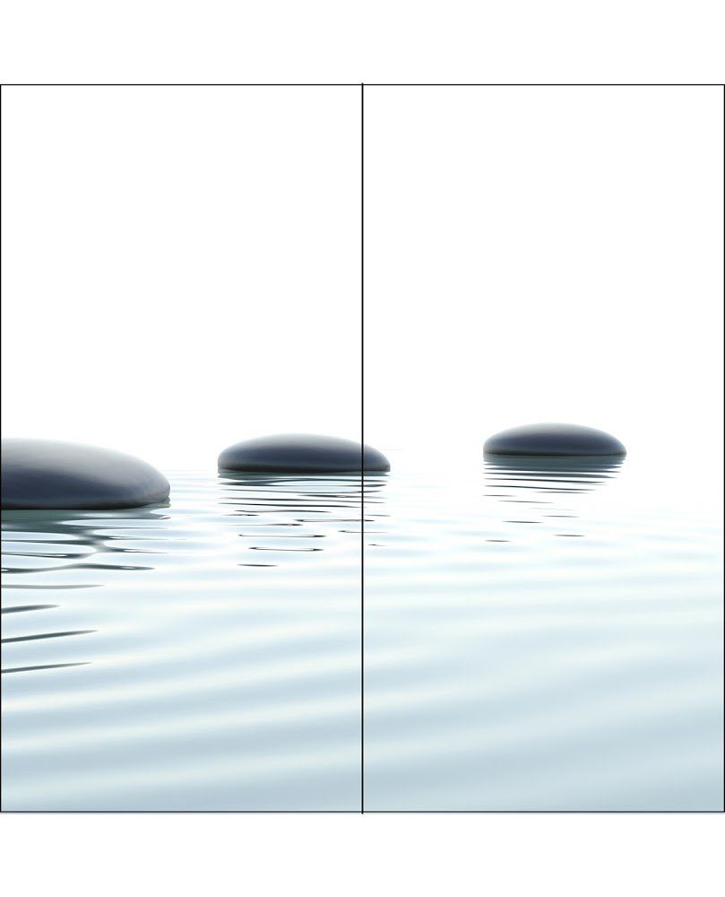 Schulte Badrückwand 90 x 210 cm Alu-Verbund, (2-tlg), Zen Steine + Wasser DecoDesign