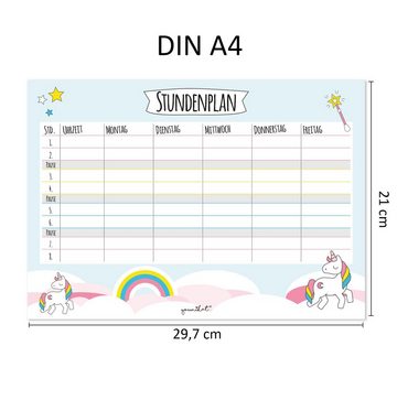 younikat Schülerkalender Einhorn-Stundenplan mit magnetischer Rückseite in türkis I DIN A4 I