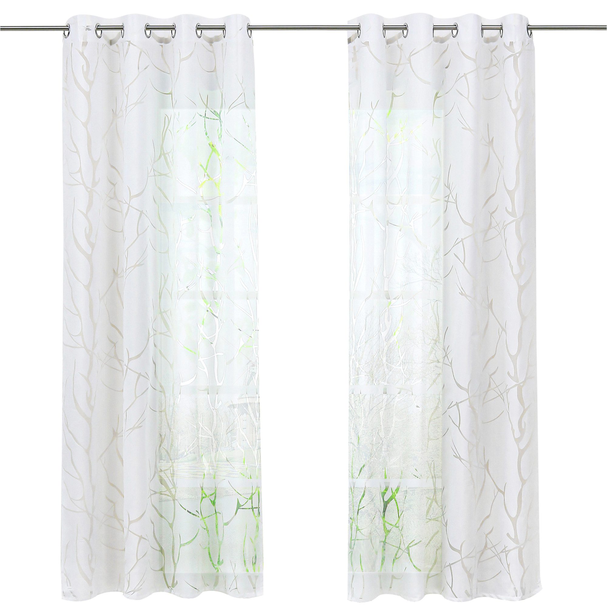 Joyswahl Gardine (1 St), Ösen, transparent, mit Äste Muster günstig online kaufen