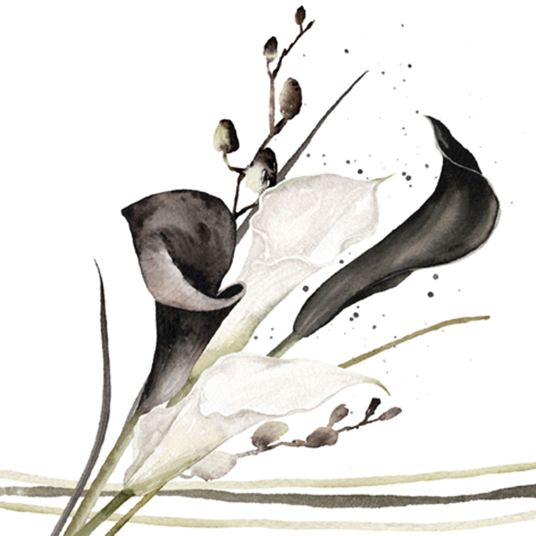 ti-flair Papierserviette, Servietten Papier 33x33cm 3-lagig Calla Blumen Motiv 20 Stück