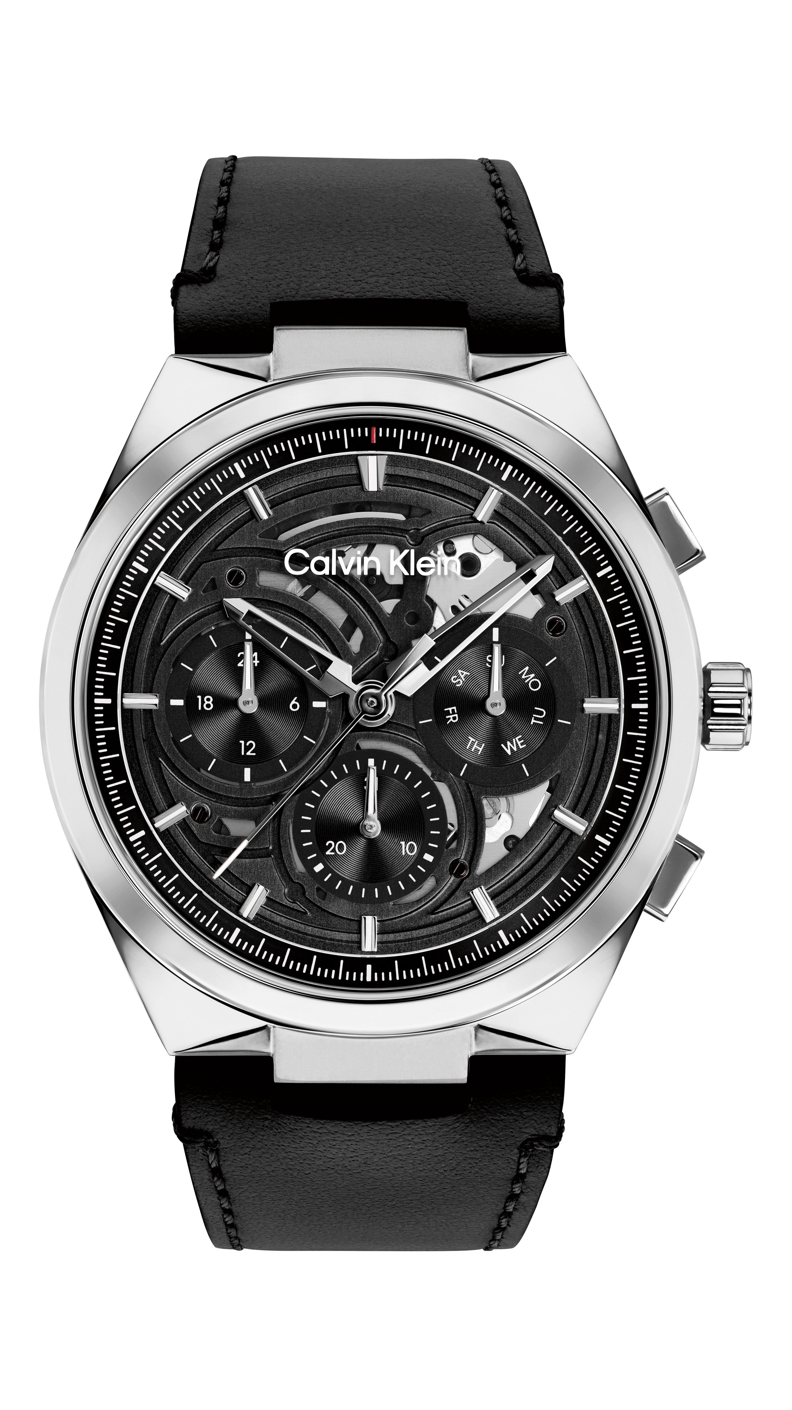 Calvin Klein Multifunktionsuhr DISTINGUISH SKELETON 25200575, Quarzuhr, Armbanduhr, Herrenuhr, Lederarmband, analog