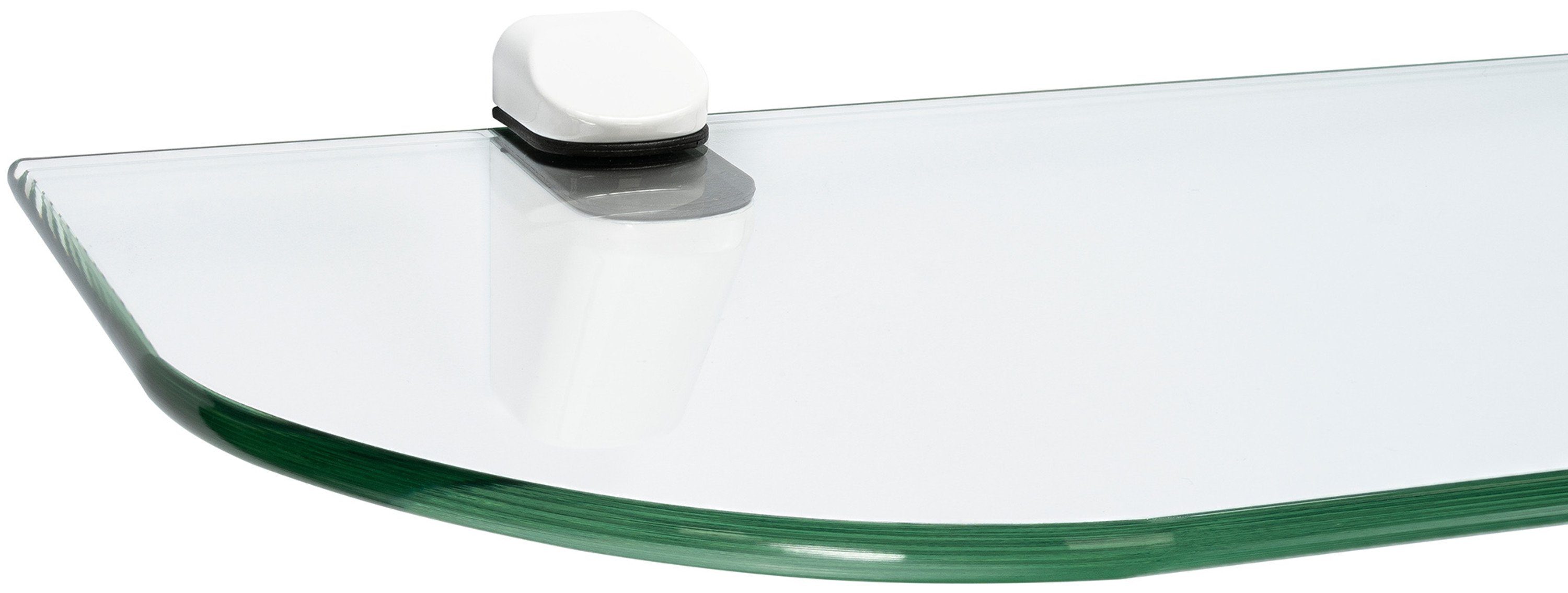 ib style Wandregal Glasregal 6mm klar 40 x 15 cm + Clip CUCALE Weiß, Glasboden aus ESG-Sicherheitsglas - Wandregal