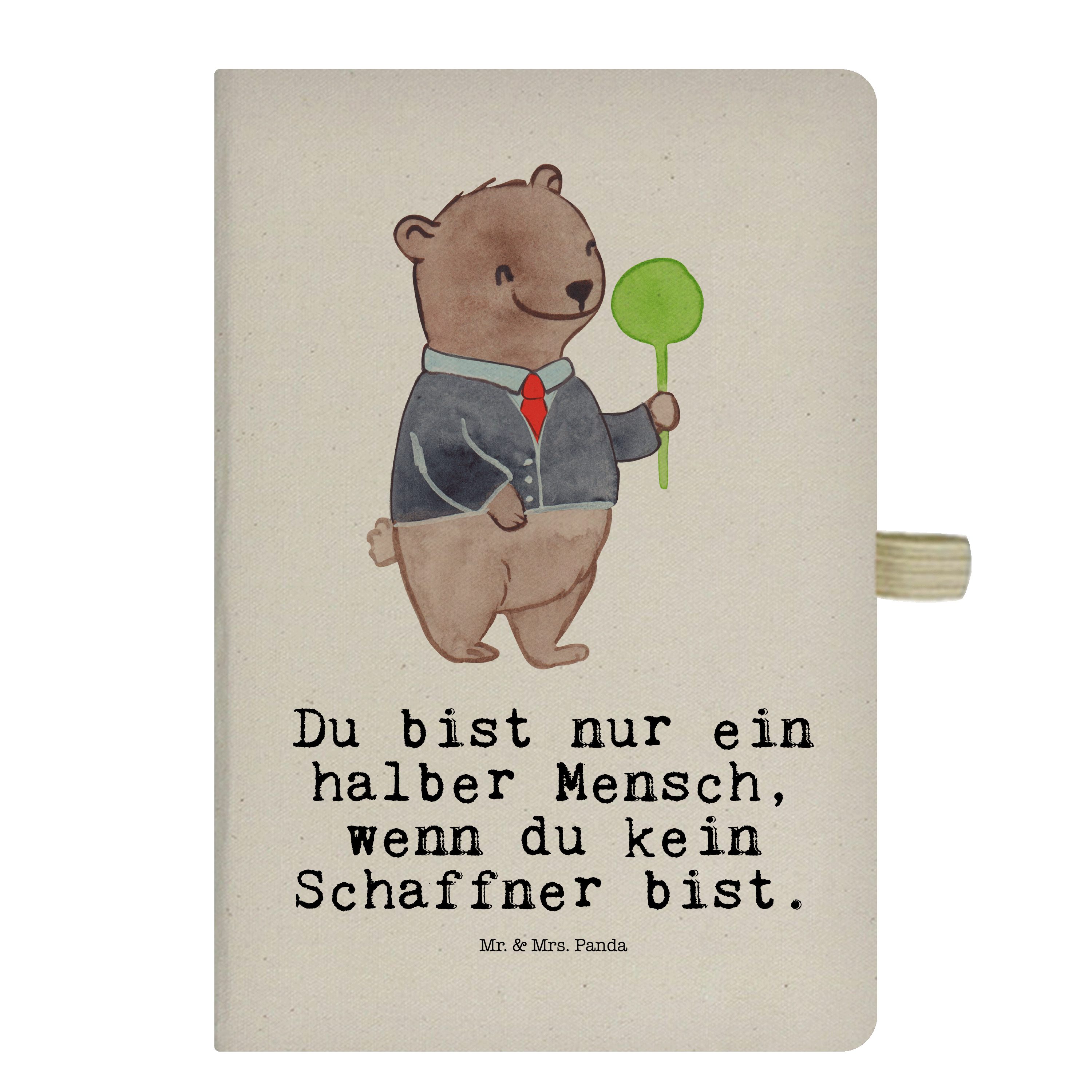 Mr. & Mrs. Panda Notizbuch Schaffner mit Herz - Transparent - Geschenk, Schenken, Eintragebuch, Mr. & Mrs. Panda